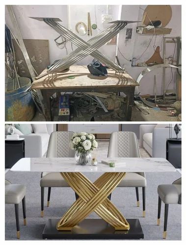 LUXURY Stainless Steel Dining Table Set