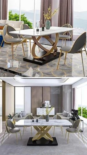 LUXURY Stainless Steel Dining Table Set