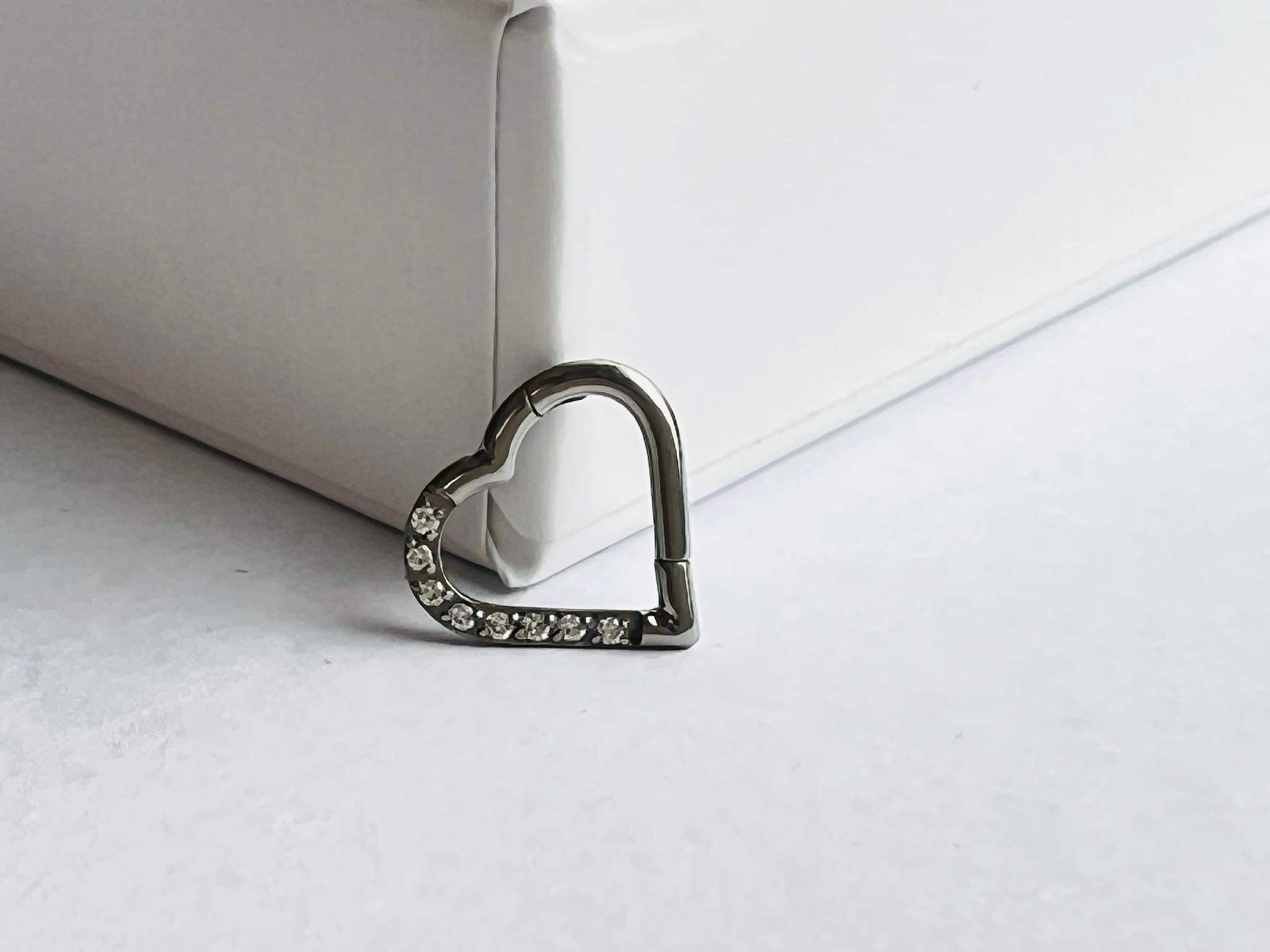 Titanium Hinged Segment Hartvormige Ring met Steentjes 