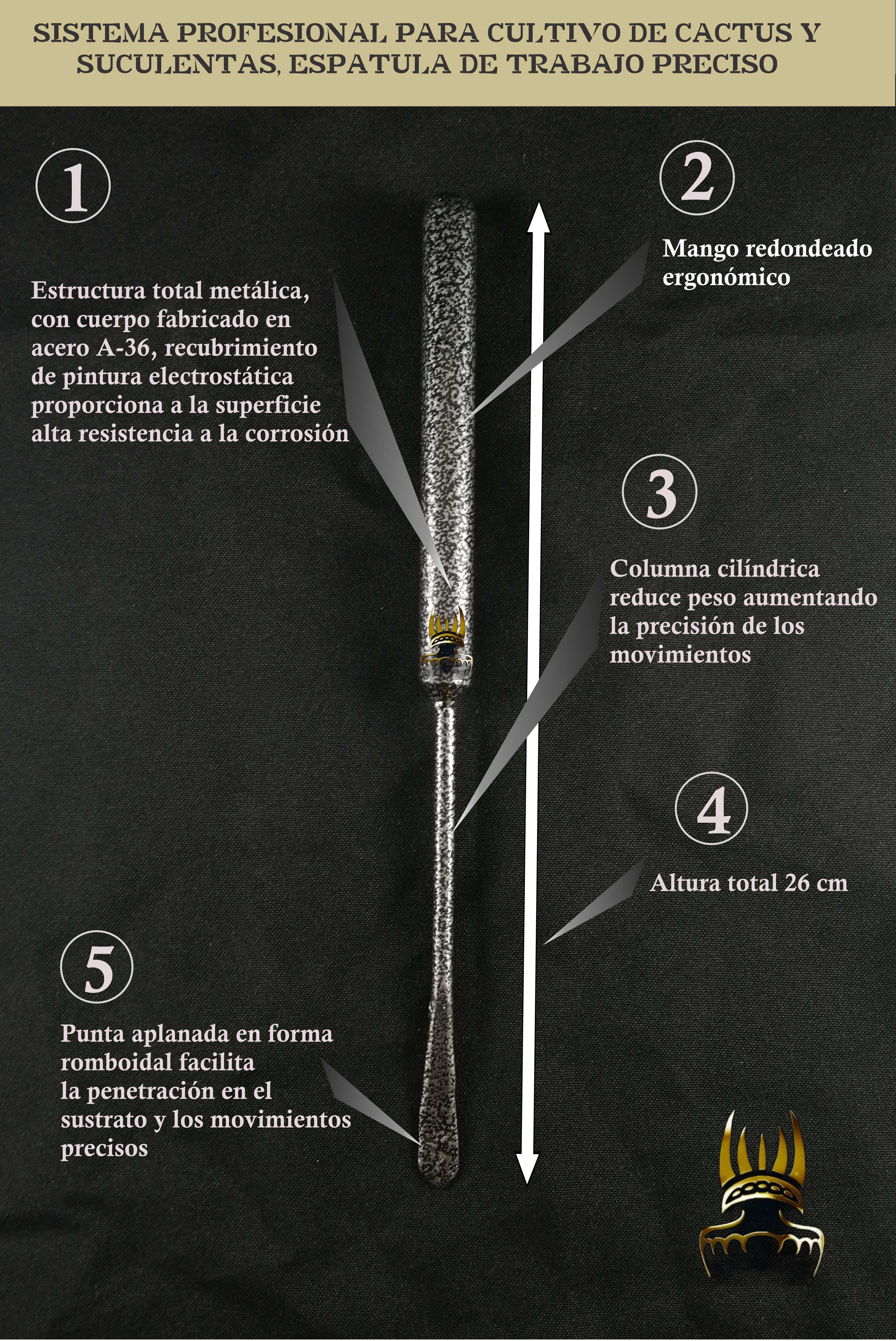 Espátula de trabajo preciso, Sistema profesional para cultivo de cactus y suculentas 