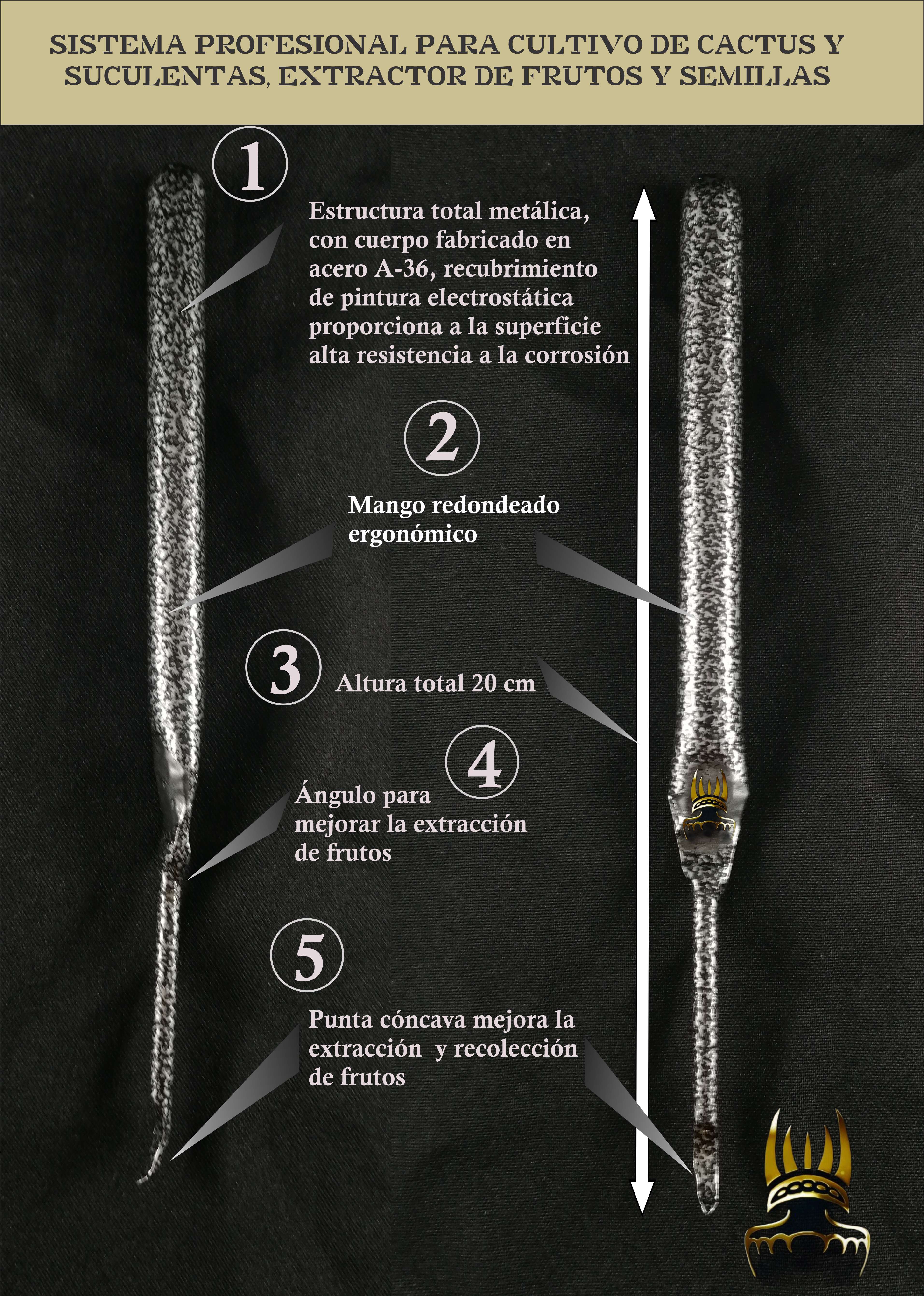 Extractor de frutos y semillas, Sistema profesional para cultivo de cactus y suculentas 