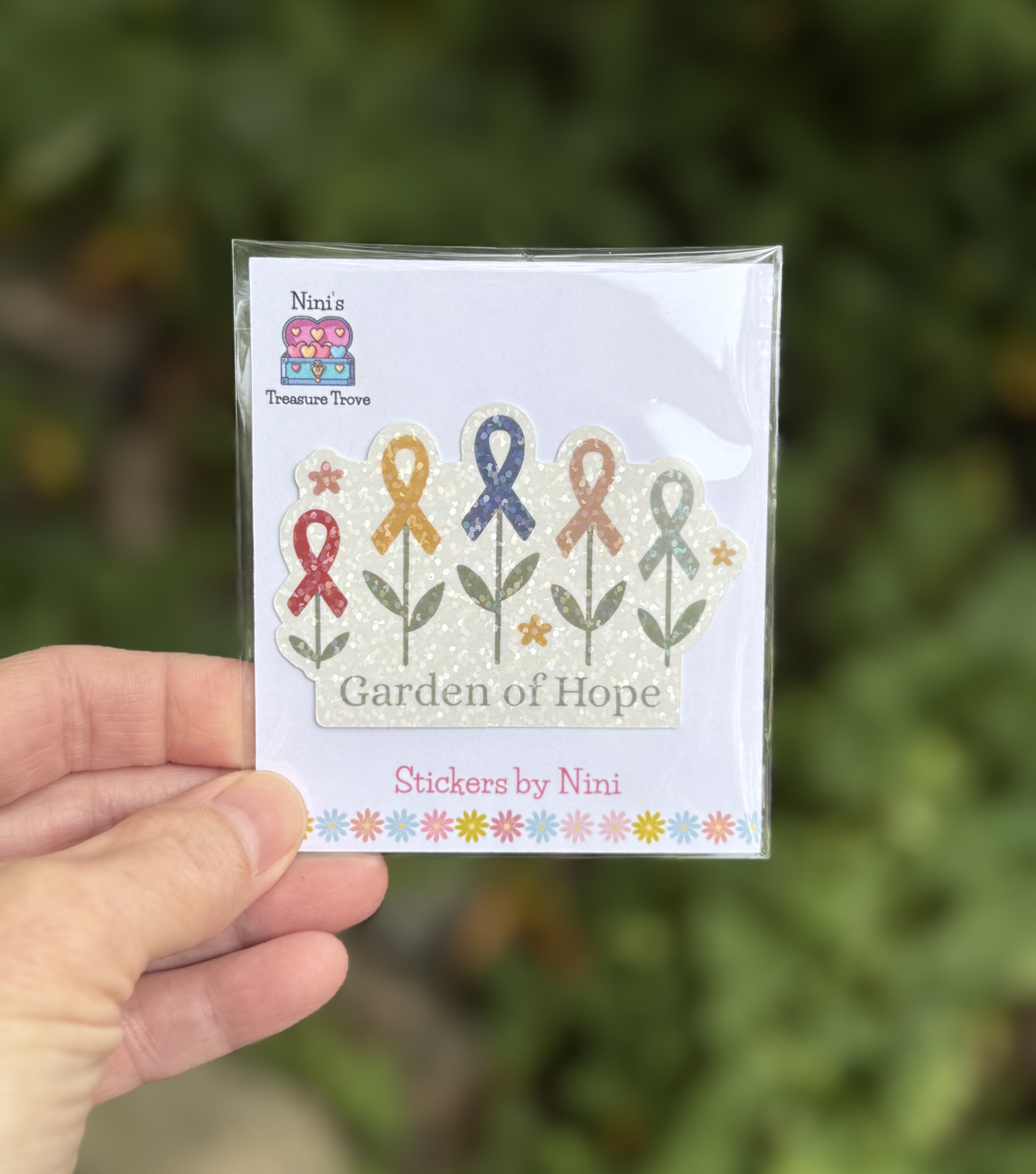 Garden of Hope Cancer Awareness Ribbon Sticker – Support & Awareness Vinyl Decal
