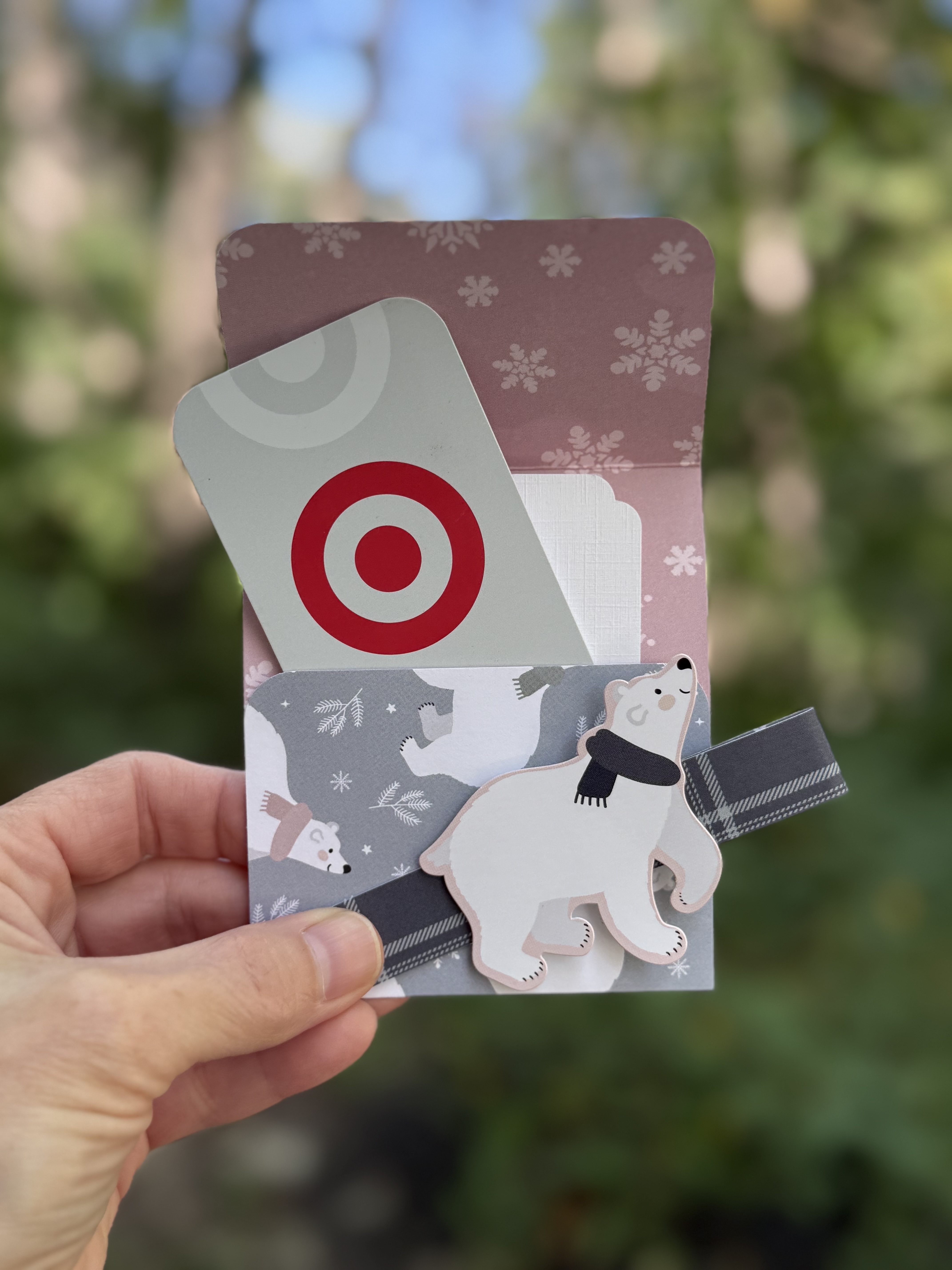 Polar Bear Gift Card Holder – Handmade Holiday Card with Ornament Option