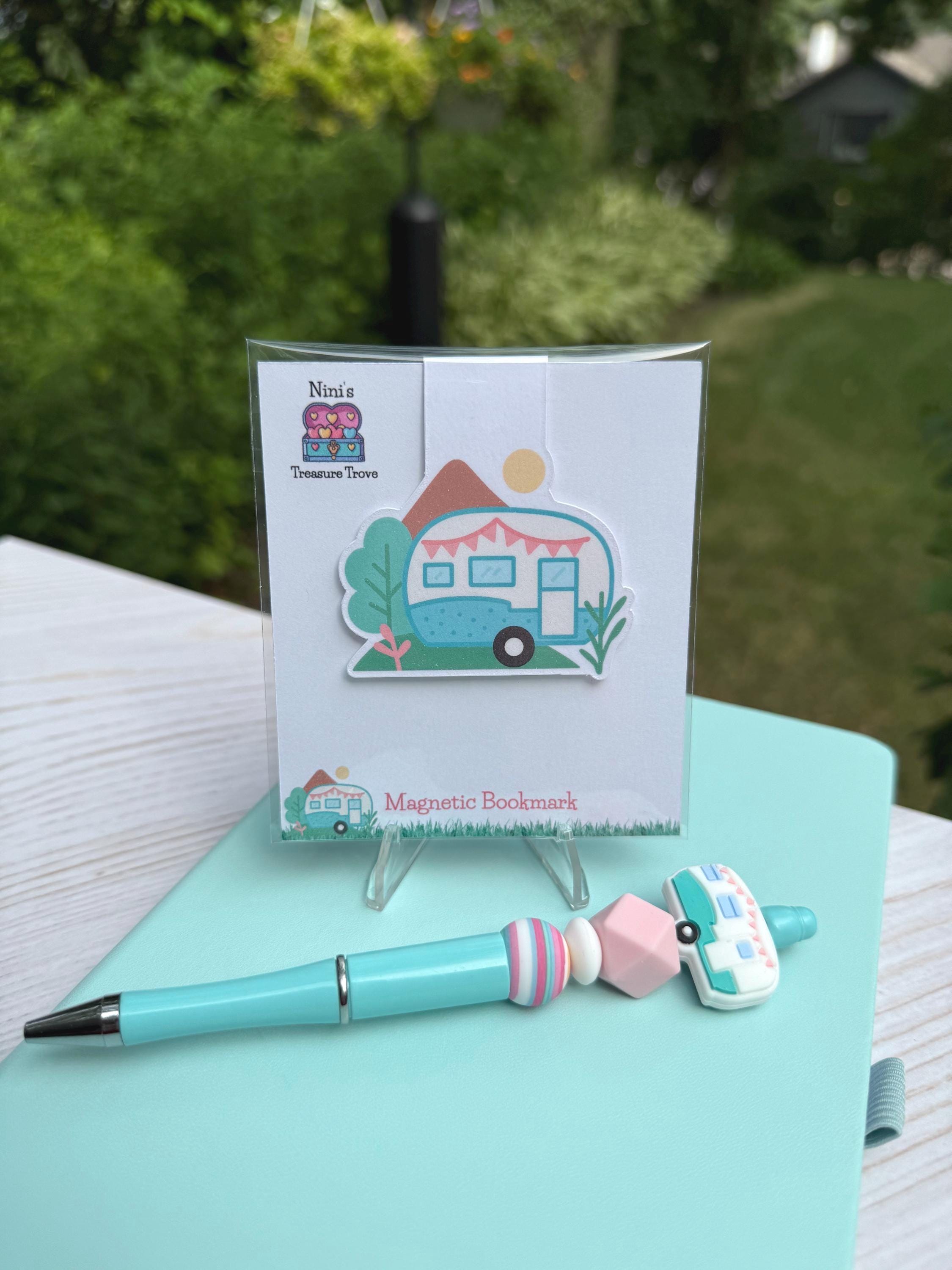 Camper-Themed Gift Set – Beaded Pen, Magnetic Bookmark &  Writing Journal