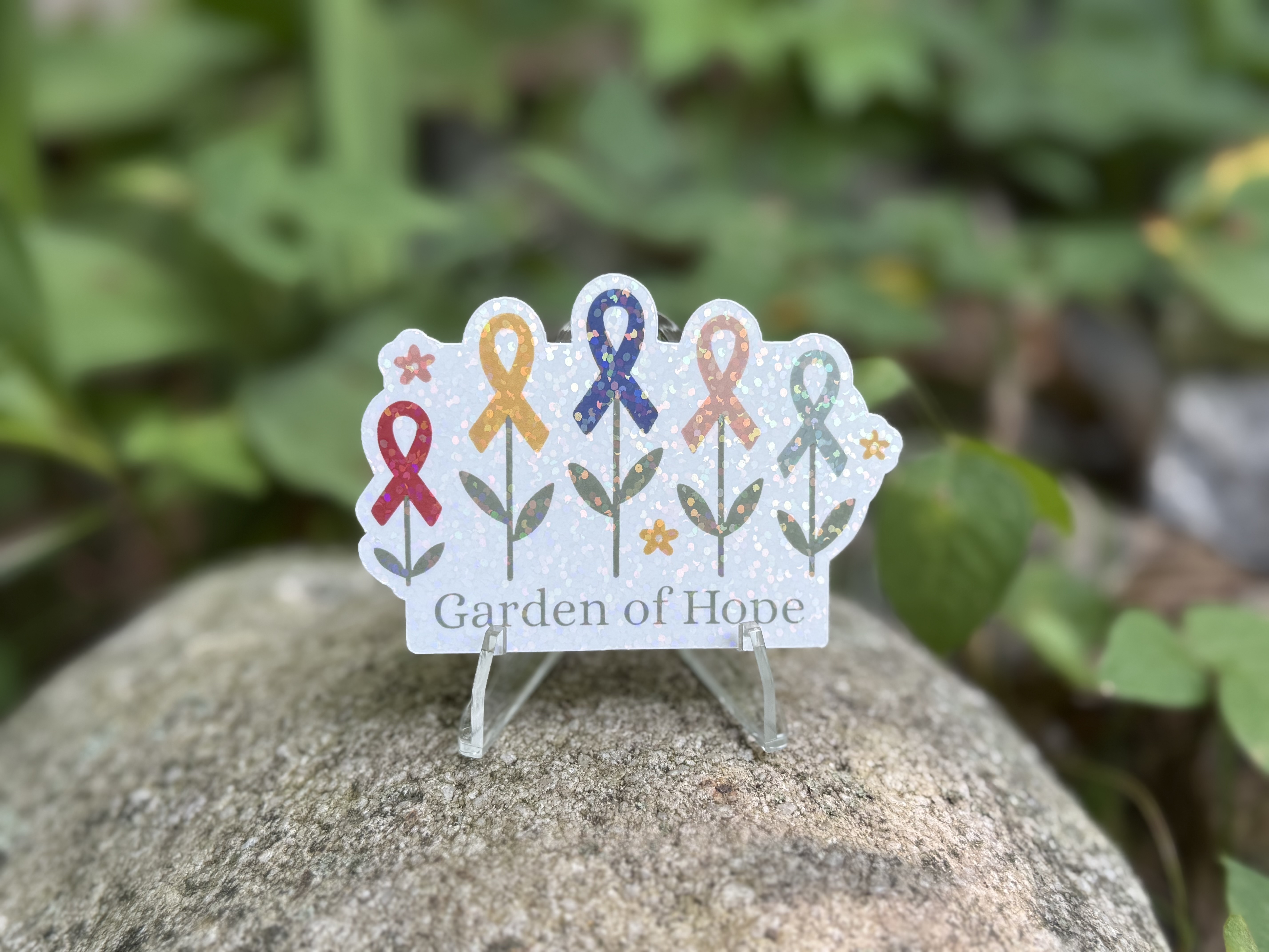 Garden of Hope Cancer Awareness Ribbon Sticker – Support & Awareness Vinyl Decal