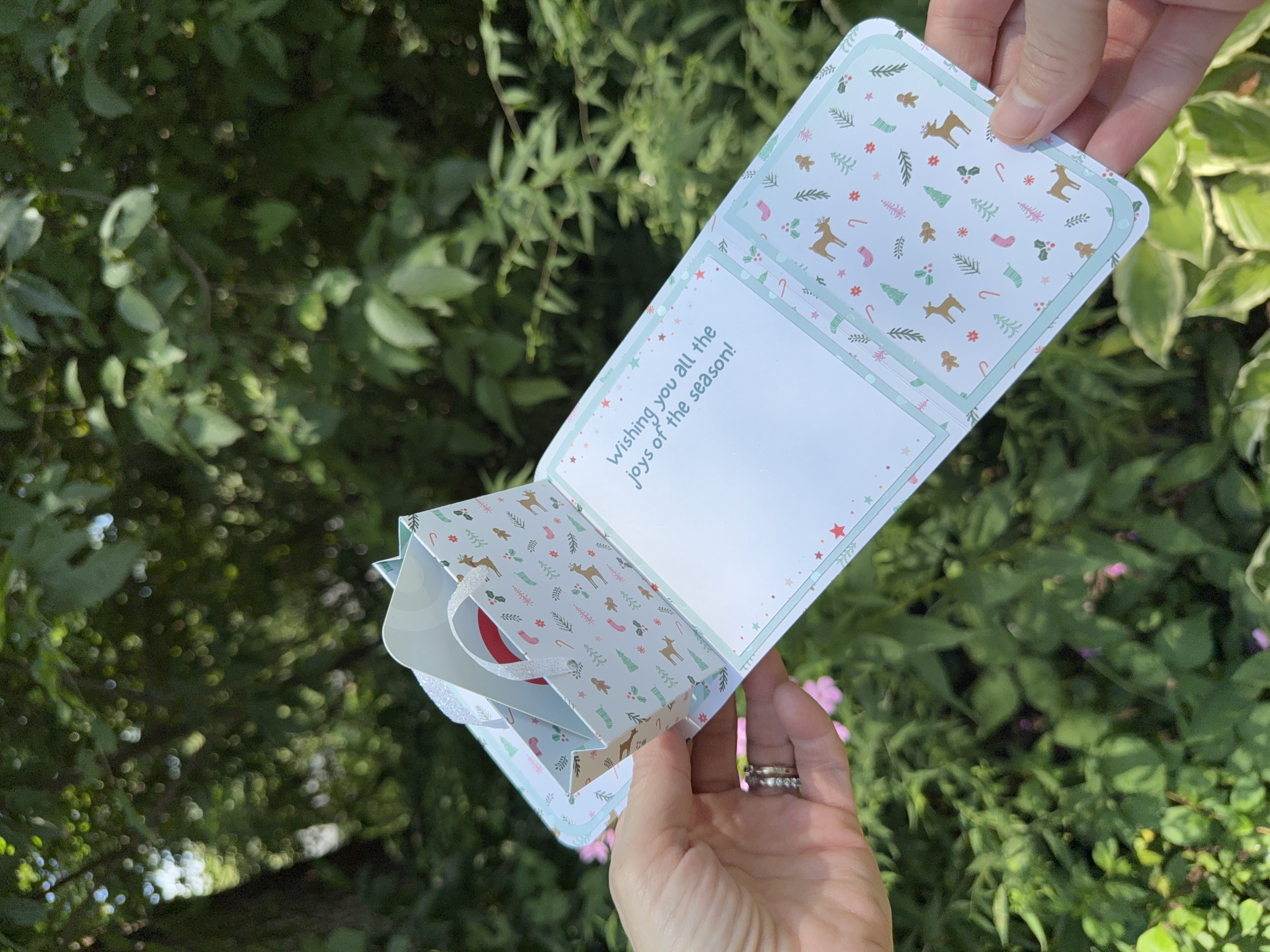 Festive Christmas Tree Handmade Gift Card Holder with Pop-Up Gift Bag