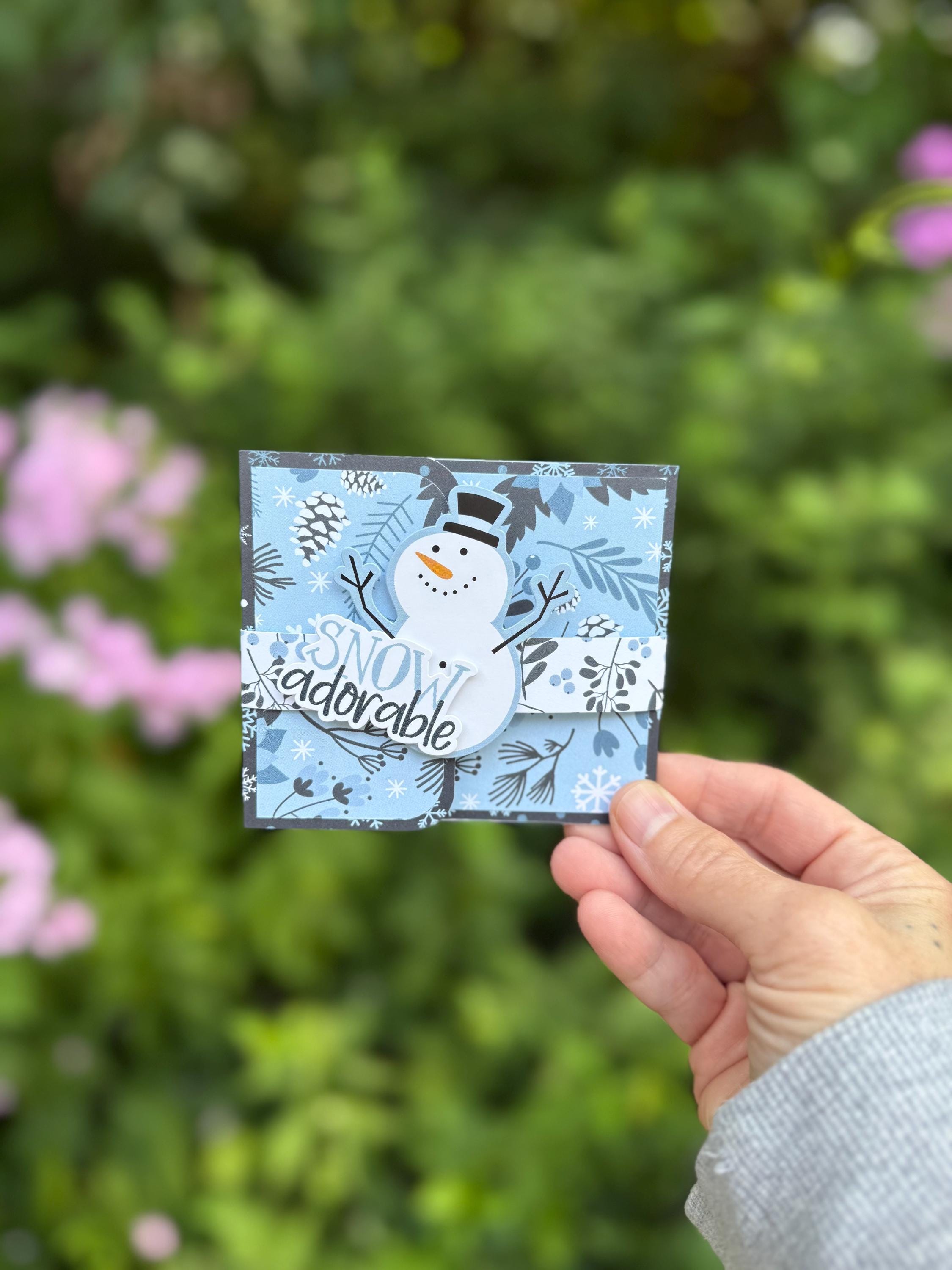 Snow Adorable Snowman Handmade Gift Card Holder, With or Without Ornament Hanger
