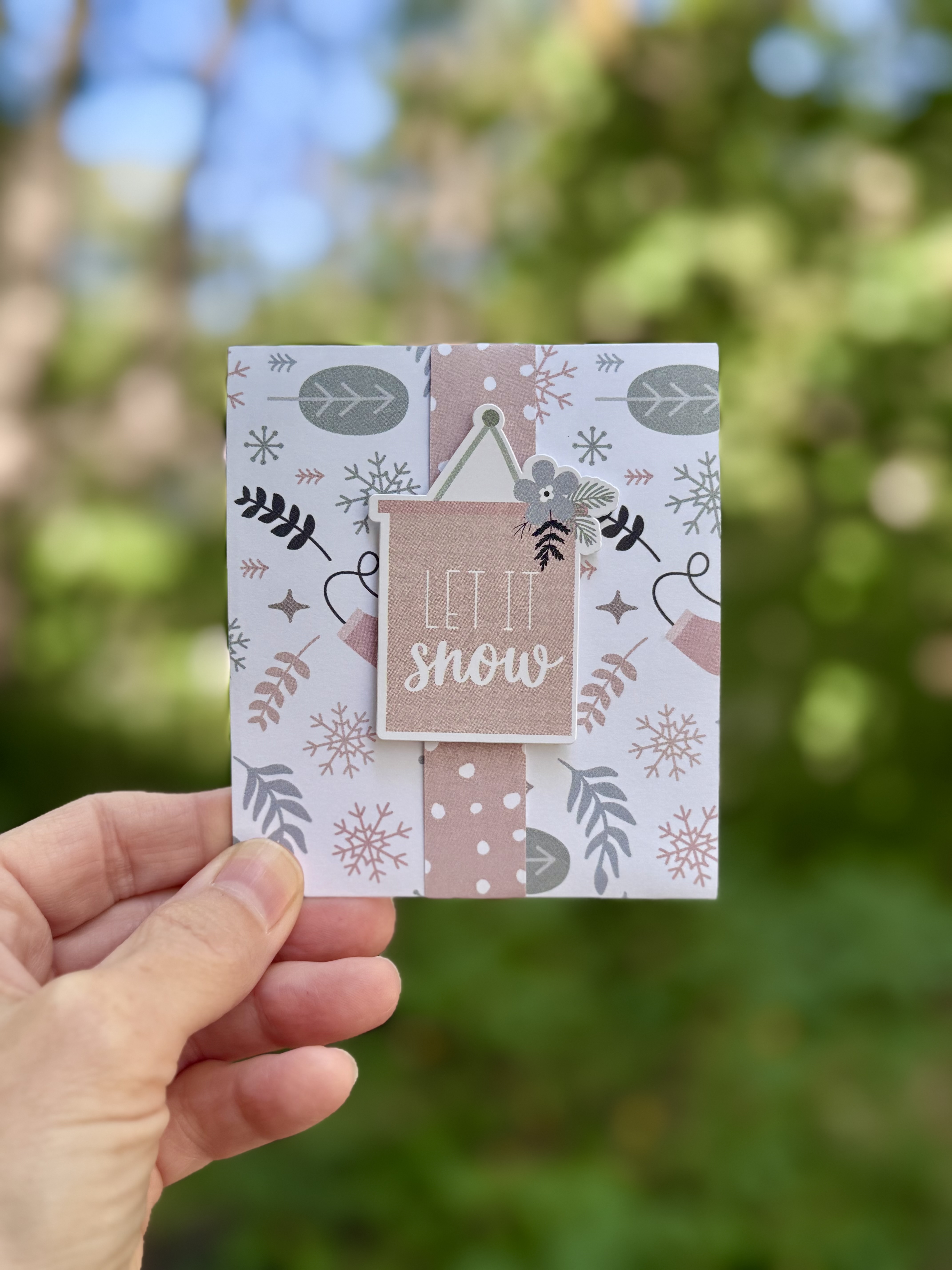 Let It Snow Gift Card Holder – Handmade Holiday Card with Ornament Option
