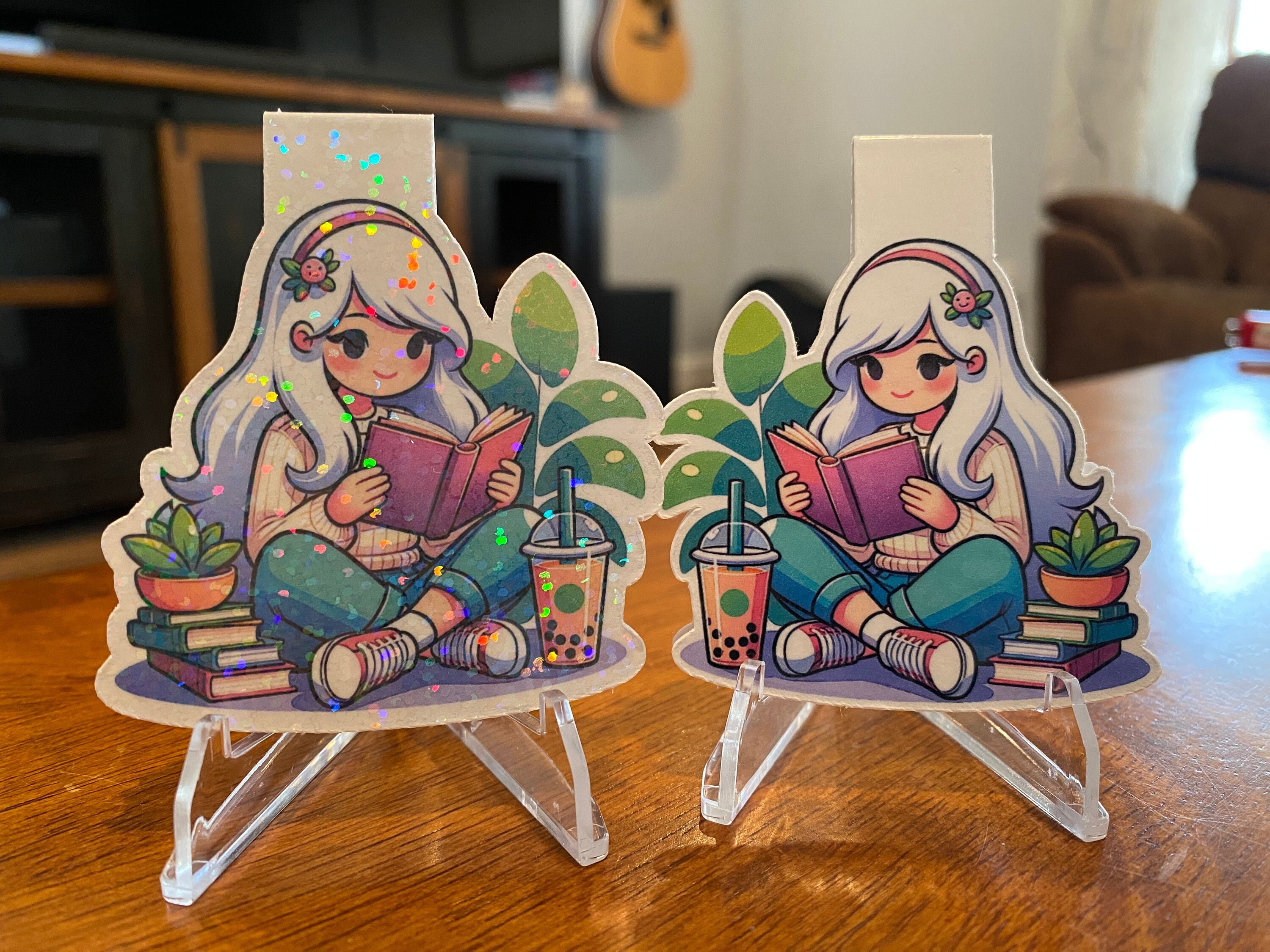 Reading Bibliophile Boba Lover Magnetic Bookmark