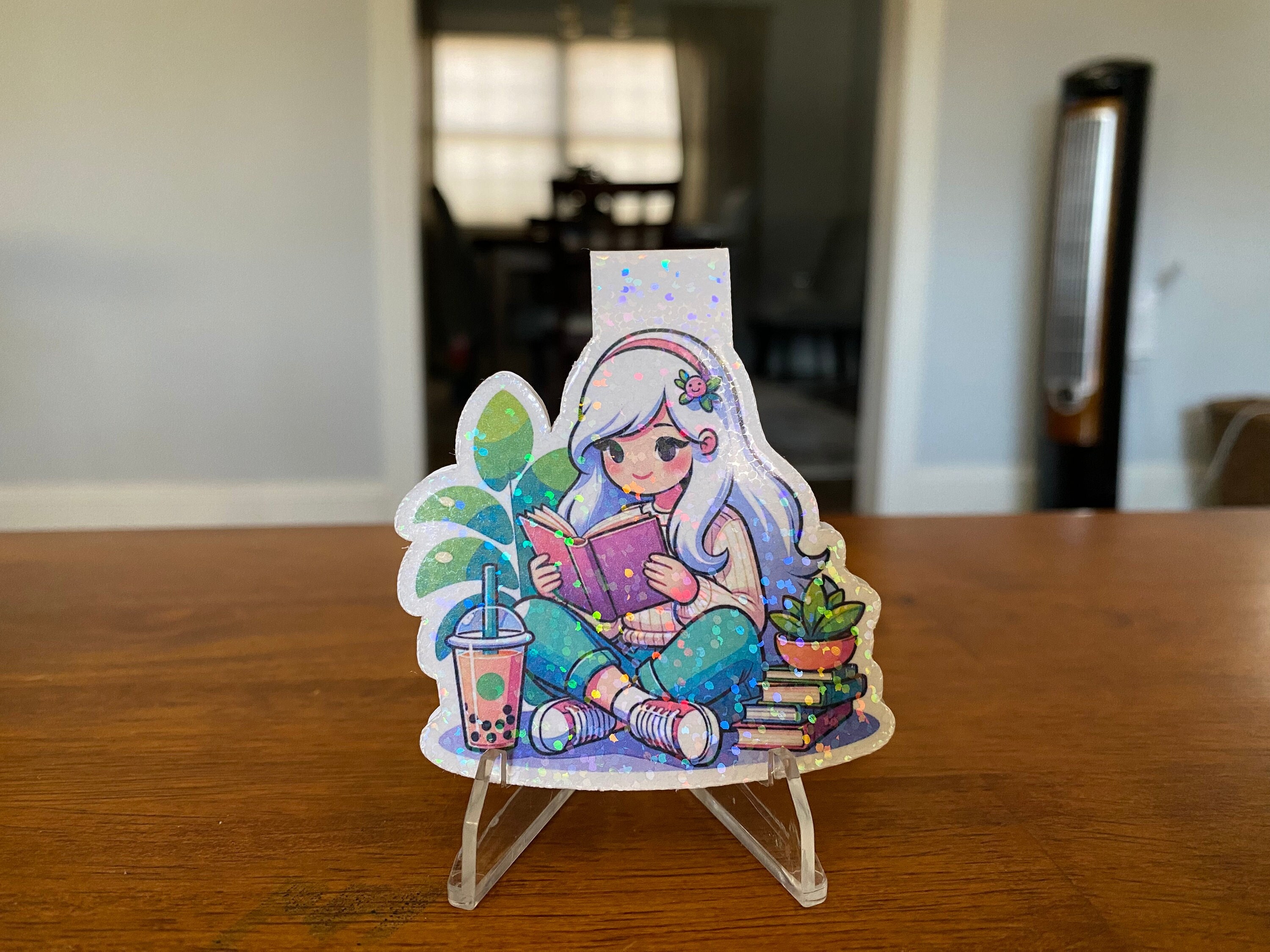 Reading Bibliophile Boba Lover Magnetic Bookmark