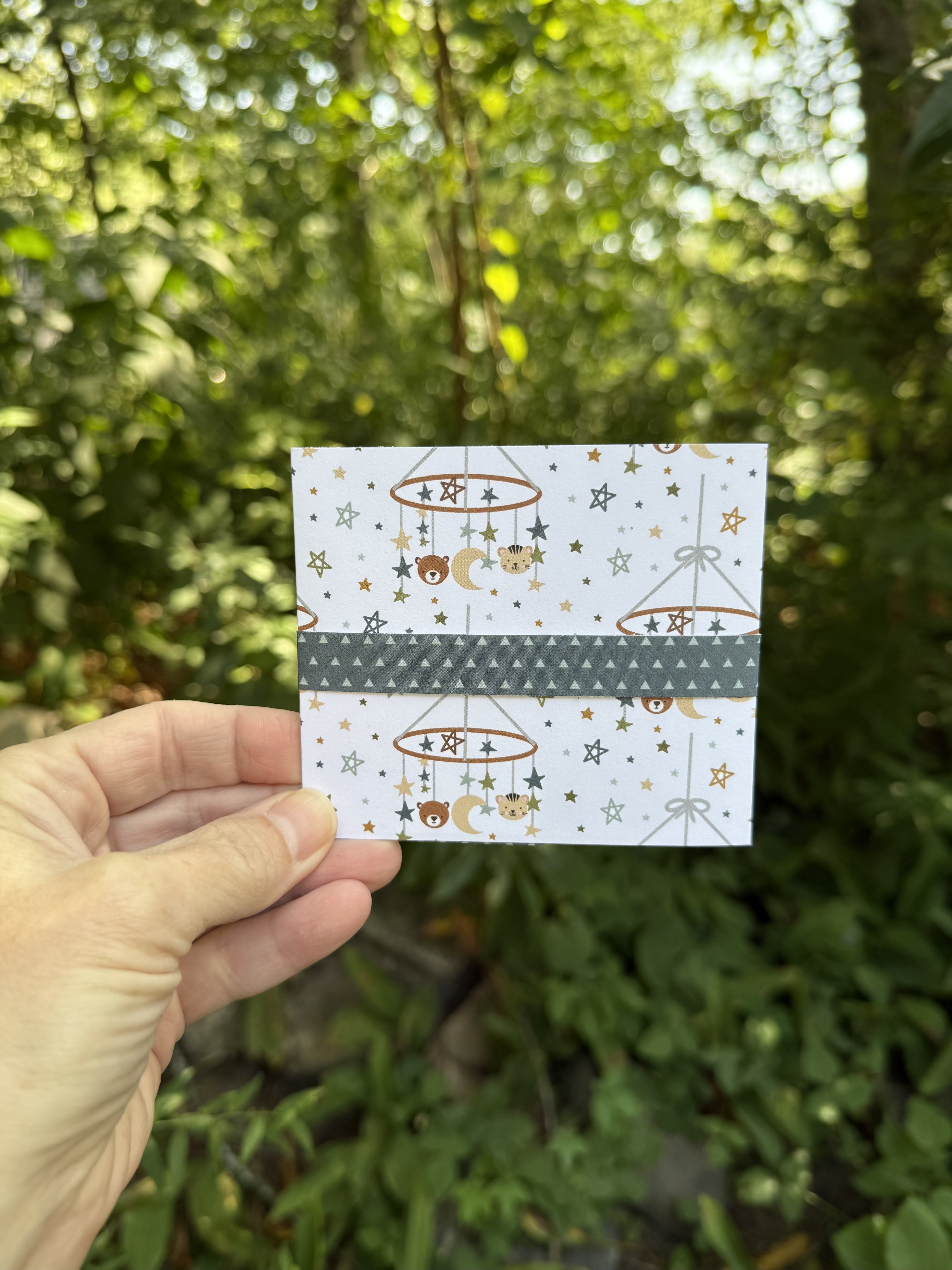 Unisex Baby Gift Card Holder with Pocket & Note Card – Handmade Baby Shower Card