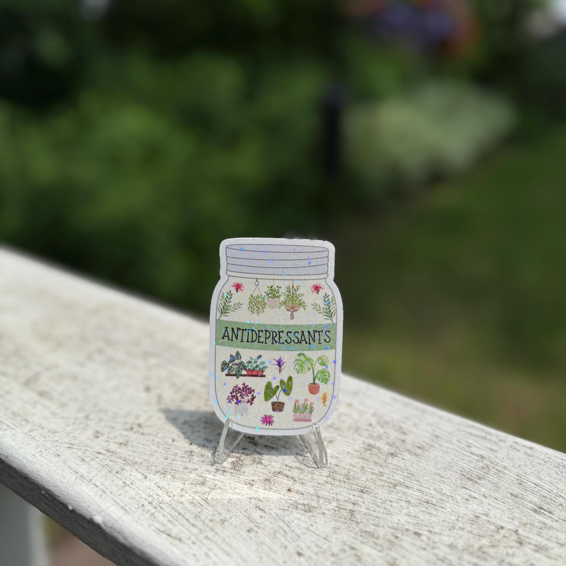 Plants RX Antidepressants Mason Jar Sticker