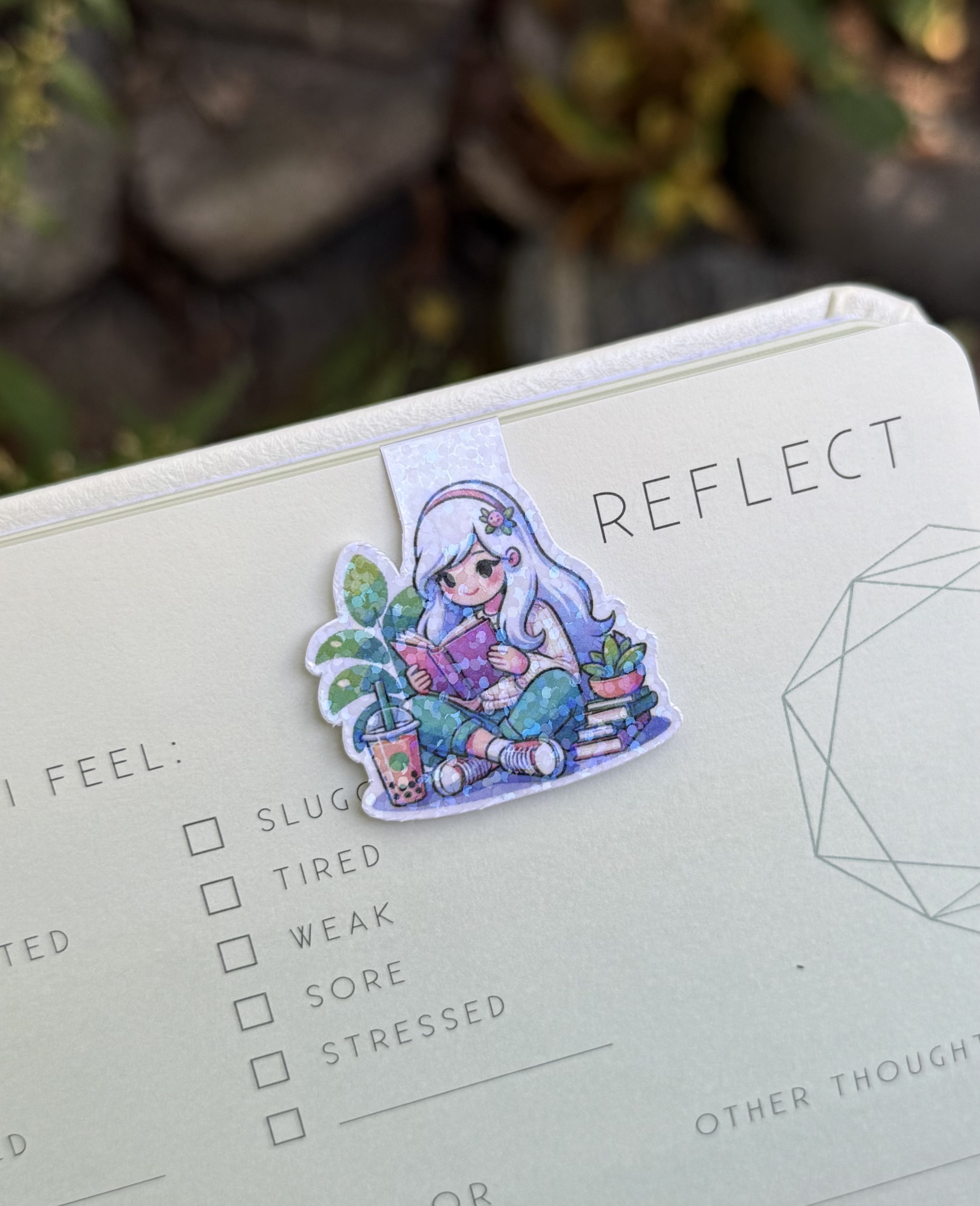 Reading Boba Lover Mini-Marks™ Miniature Magnetic Bookmark – Cute Kawaii Girl Design