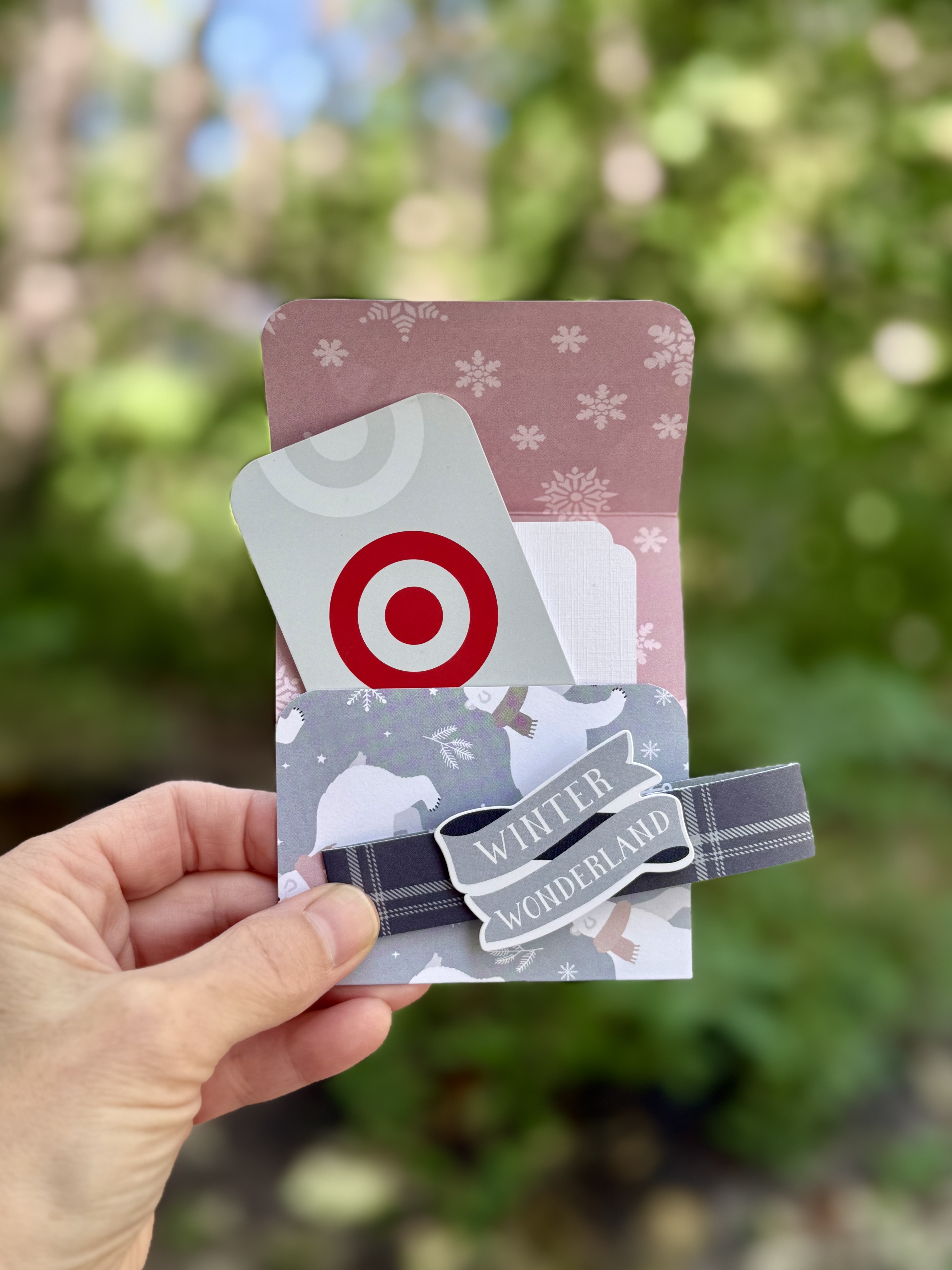 Winter Wonderland Polar Bear Gift Card Holder – Handmade Holiday Card with Ornament Option