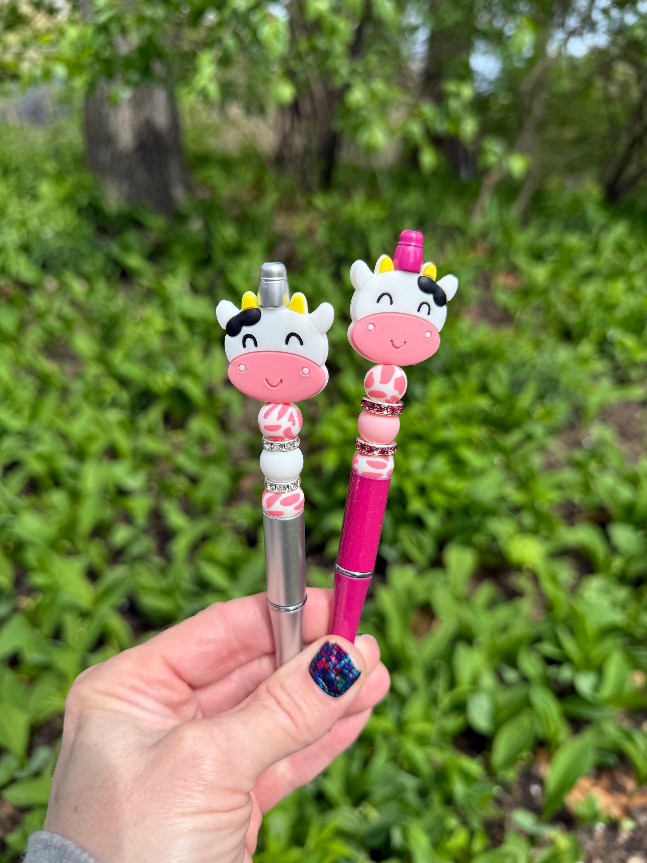 Cow Beaded Pen & Matching Bookmark Gift Set