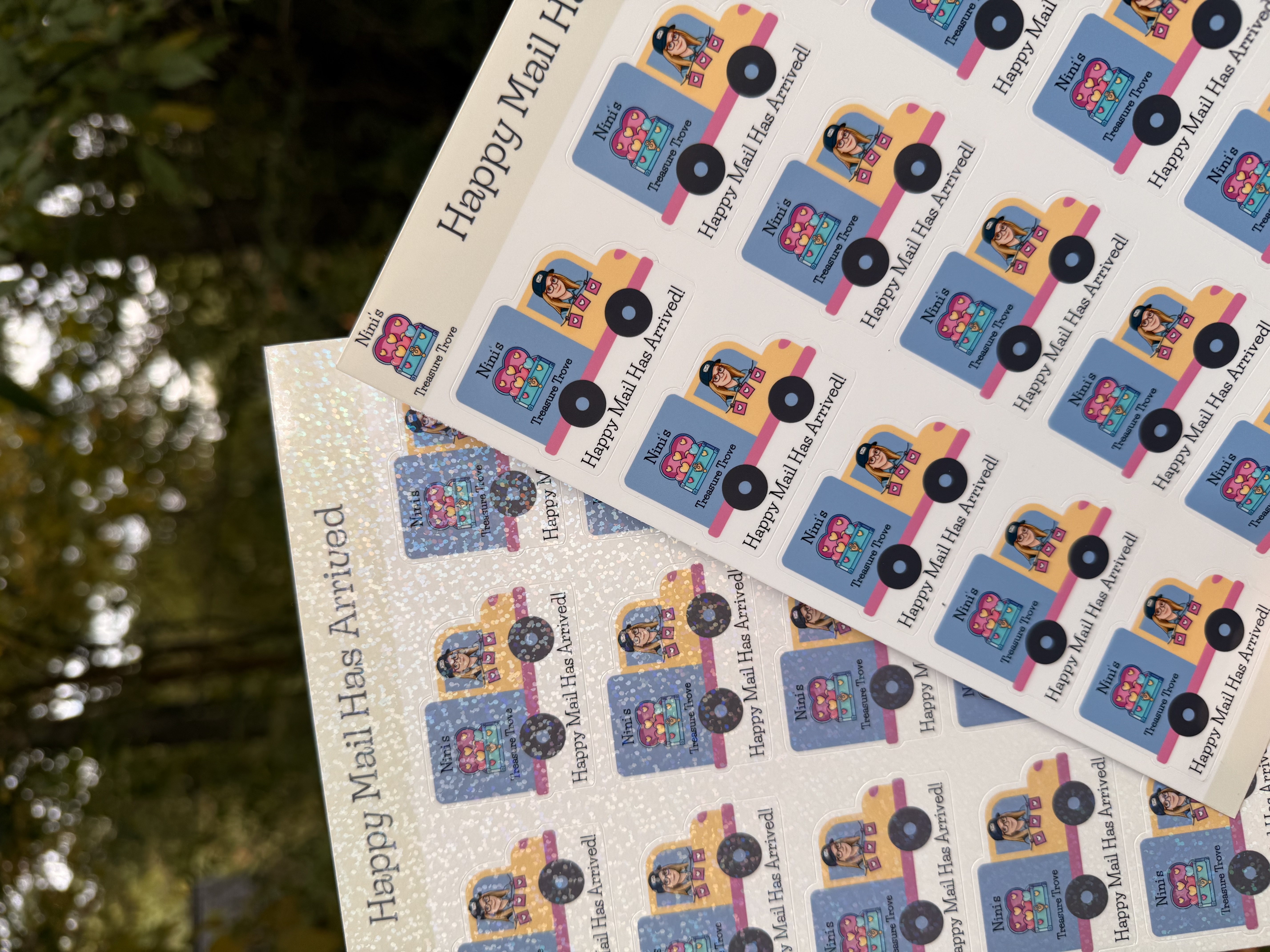 Personalized Business “Happy Mail Has Arrived” Stickers | Requires Completed Custom Design Sold Separately 