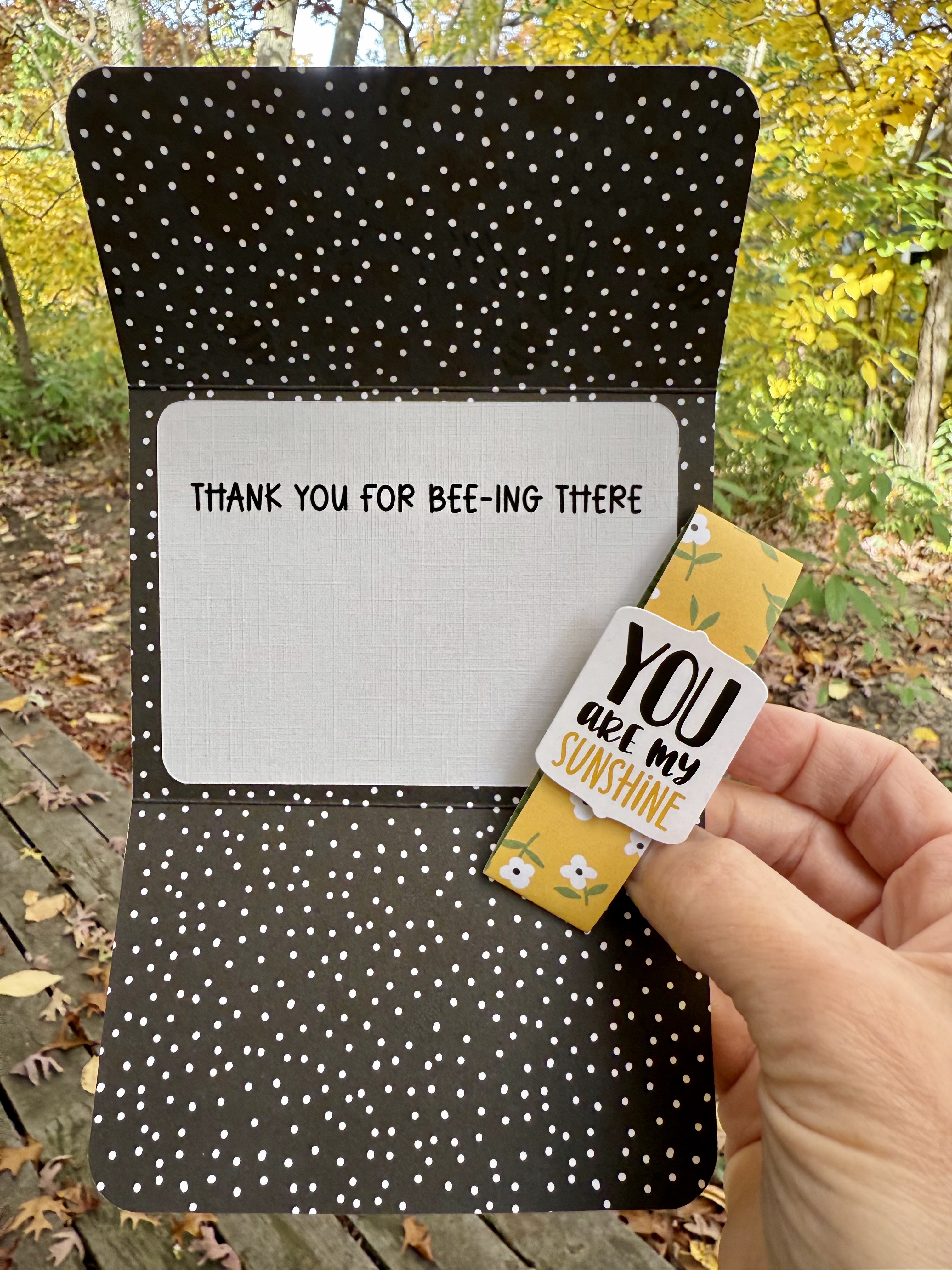 Bee Thank You Card – “Thank You for Bee-ing There” – Handmade Mini Card with Envelope