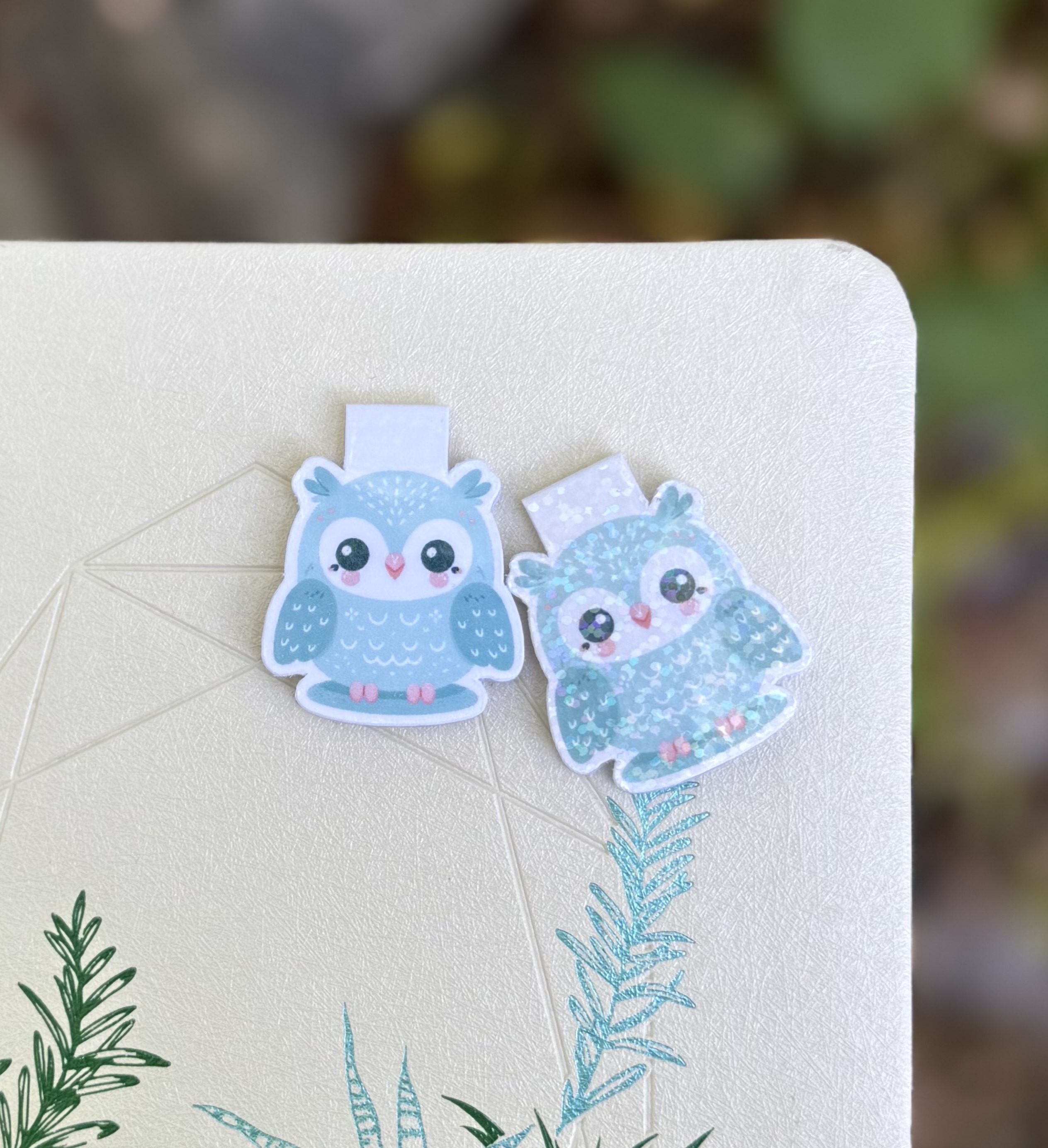 Owl Mini-Marks™ Miniature Magnetic Bookmark – Cute Aqua Blue Owl Design