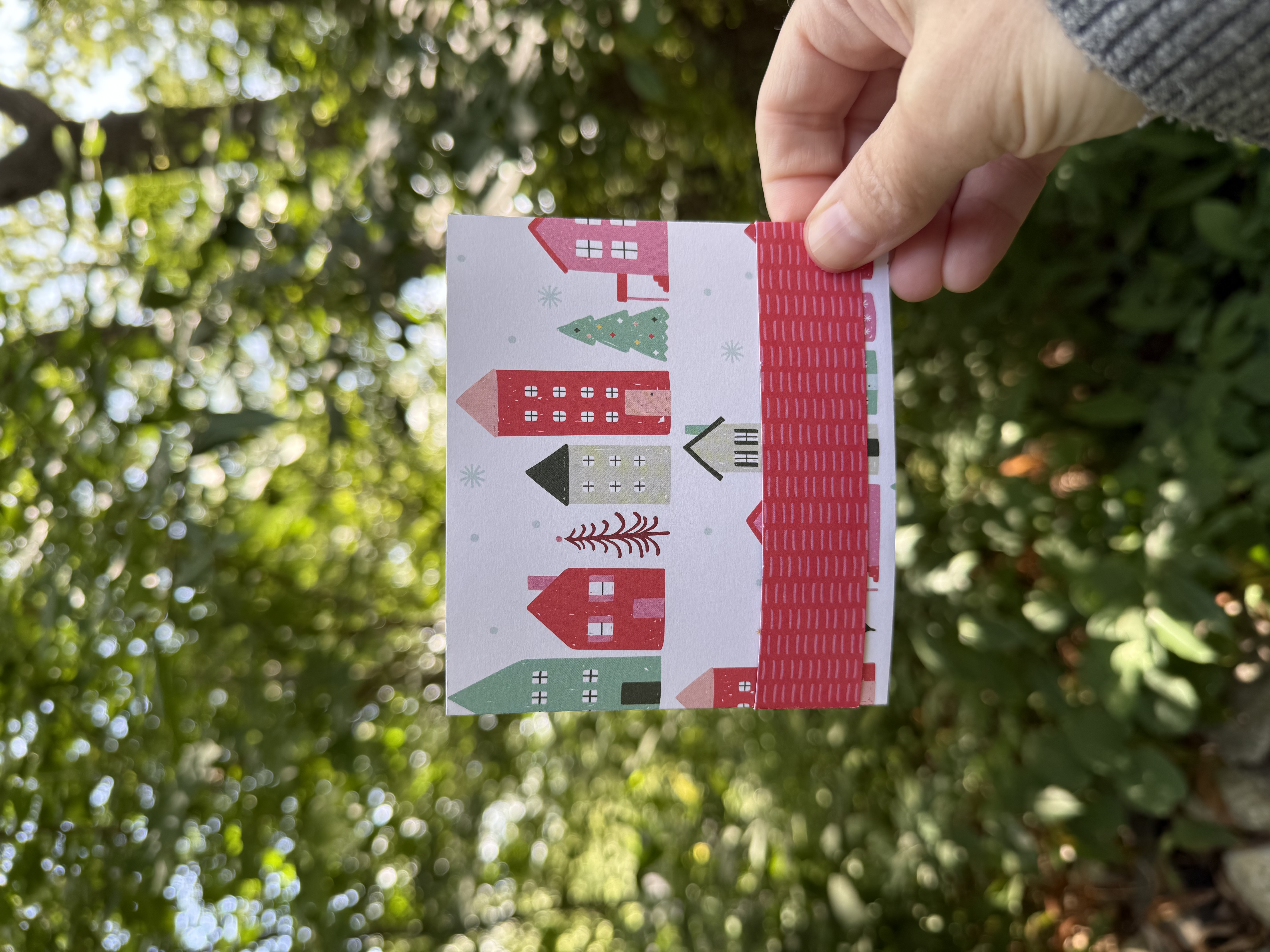 Handmade Happy Holidays Holiday Village Gift Card Holder with Pop-Up Gift Bag
