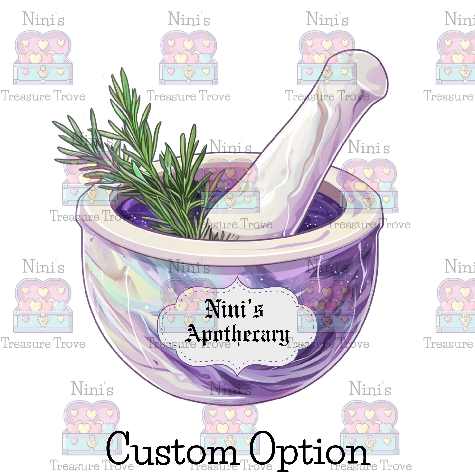 Triple Moon Phase Mortar and Pestle Vinyl Sticker – Herbal Magic Design - Customizable