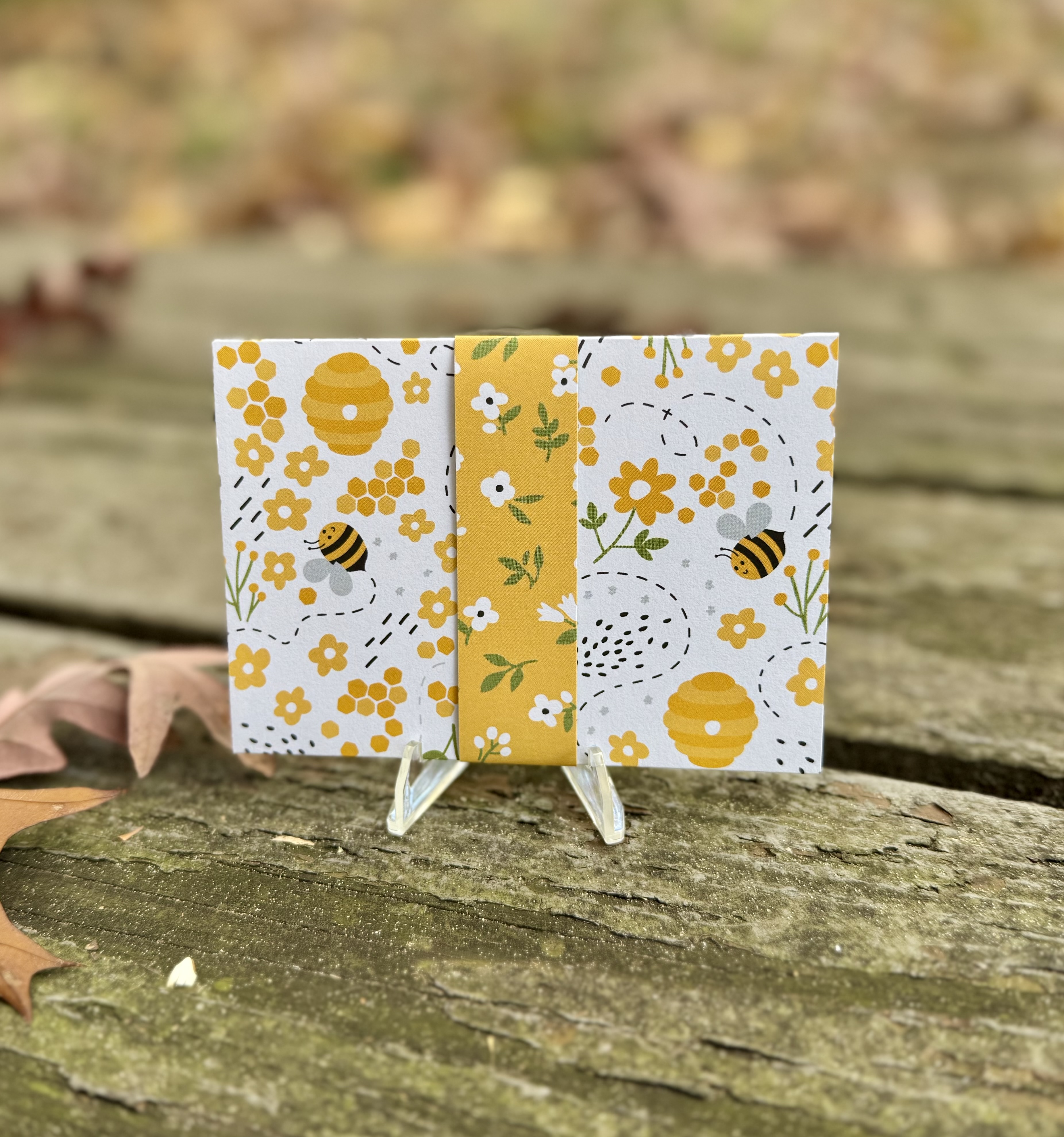 Bee Thank You Card – “Thank You for Bee-ing There” – Handmade Mini Card with Envelope