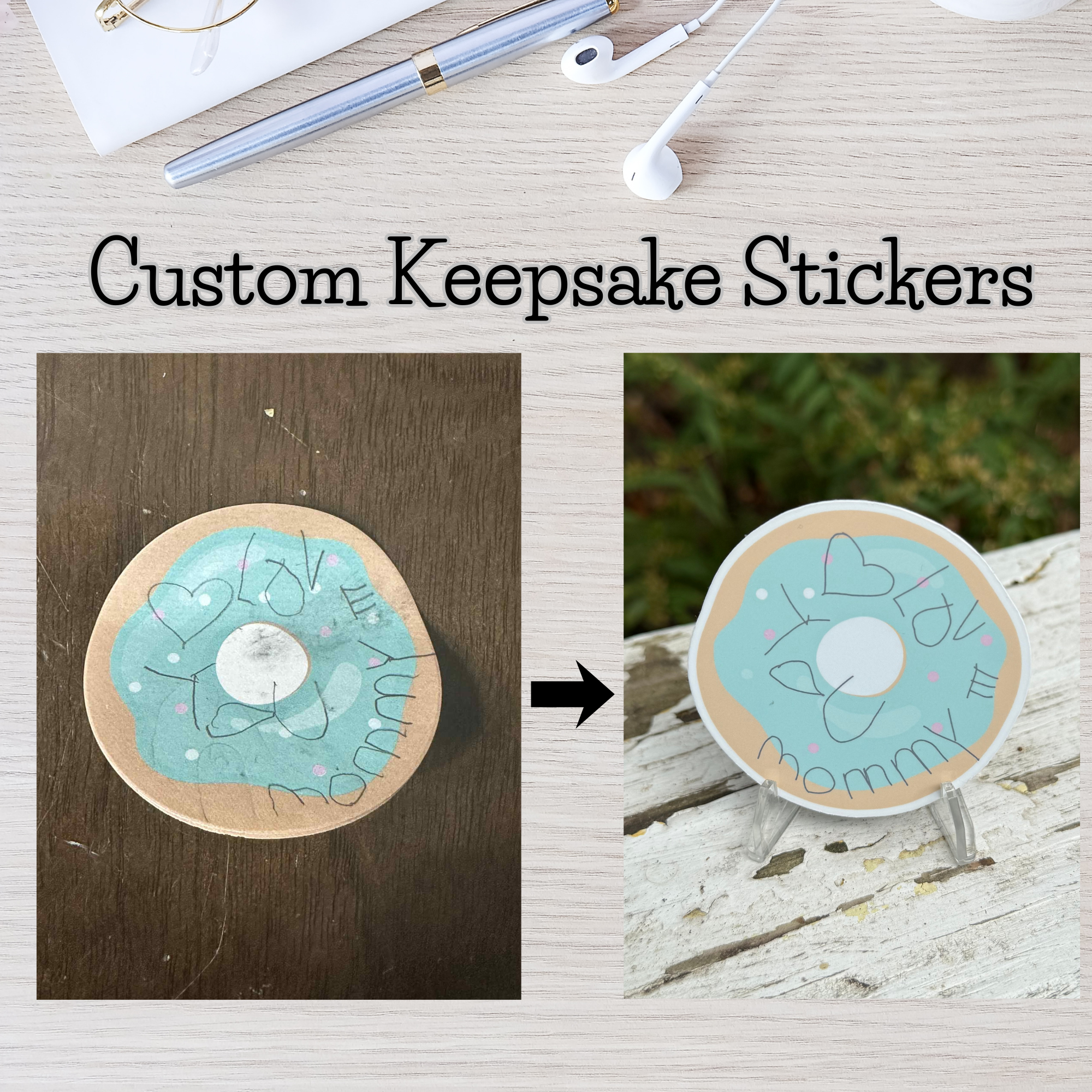 Custom Handwritten & Drawing Stickers | Personalized Keepsake Stickers from Your Notes or Artwork