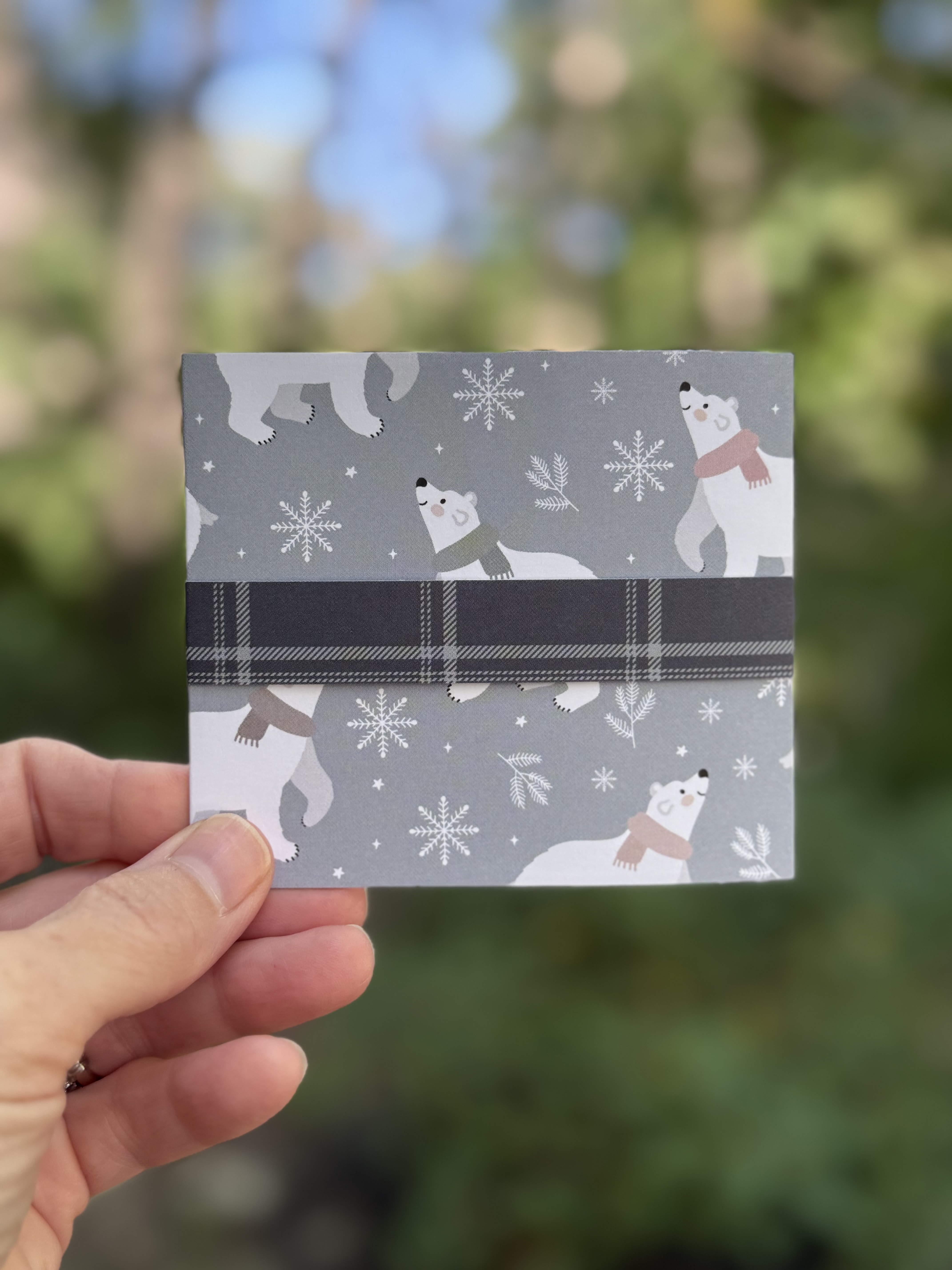 Polar Bear Gift Card Holder – Handmade Holiday Card with Ornament Option