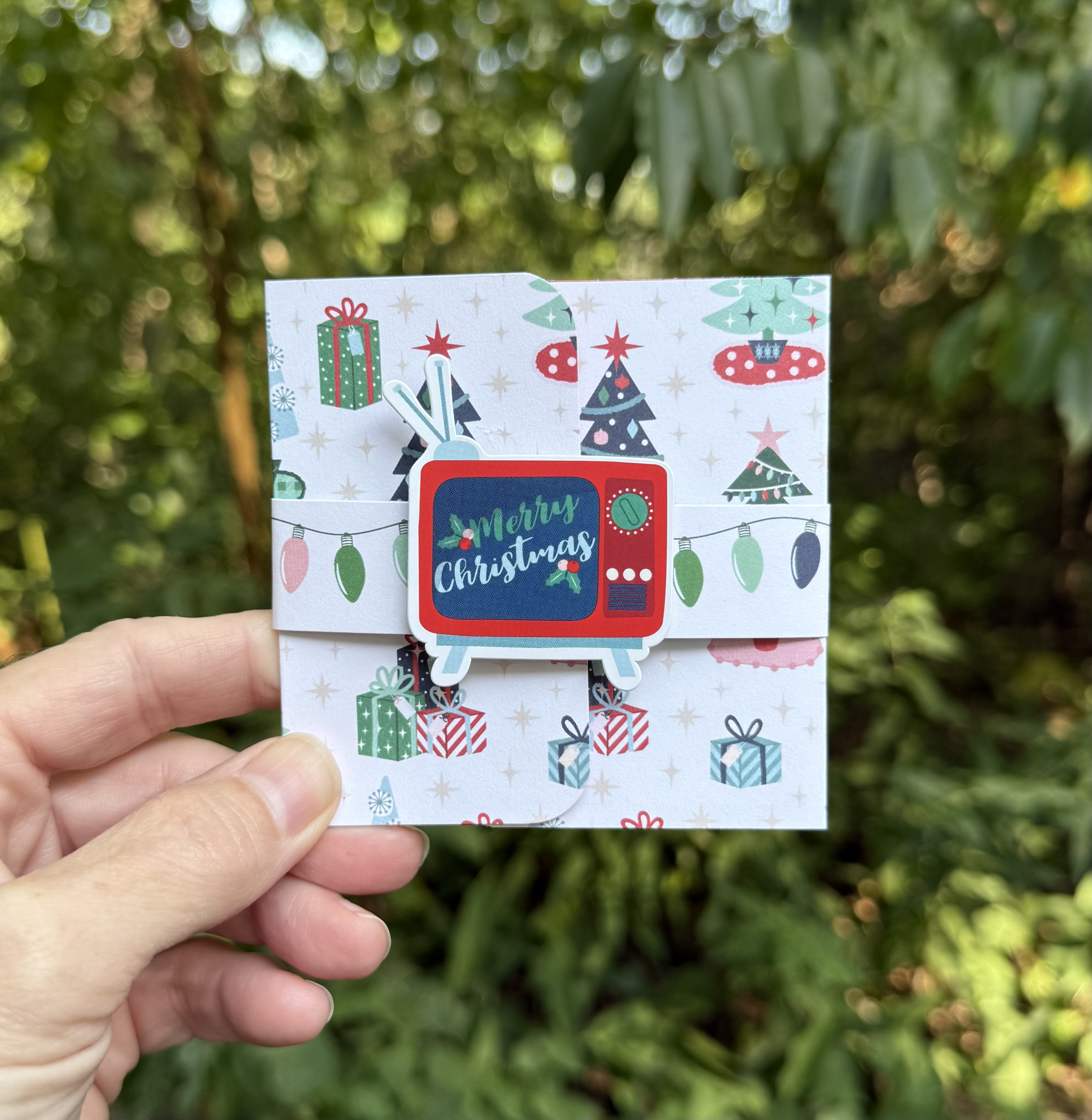 Retro Handmade Christmas Gift Card Holders- With or Without Ornament Hanger