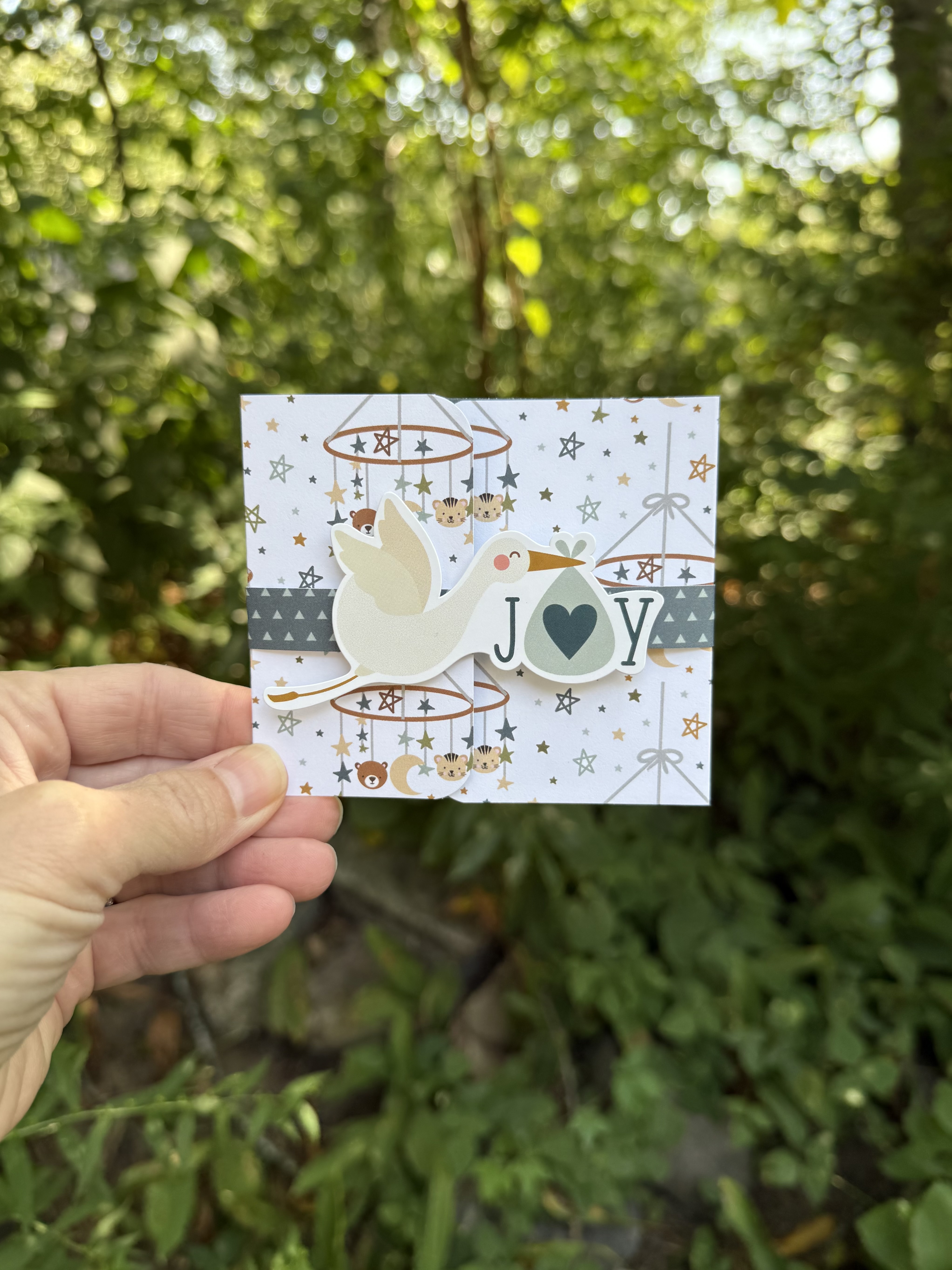 Unisex Baby Gift Card Holder with Pocket & Note Card – Handmade Baby Shower Card