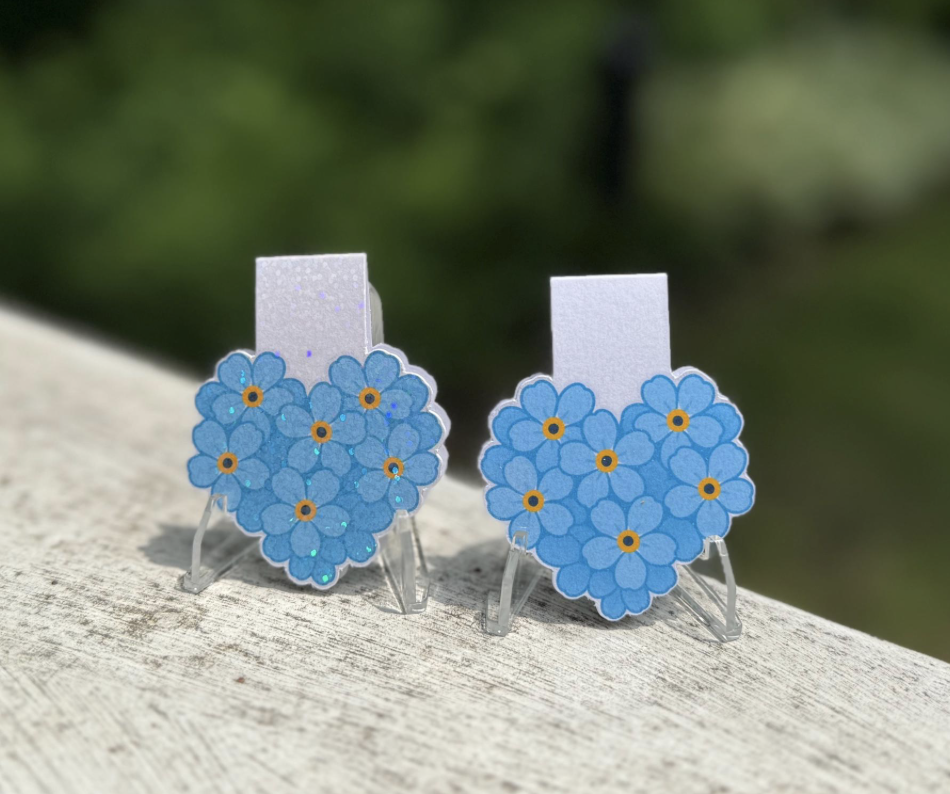 Forget-Me-Not Flowers Magnetic Bookmark | Alzheimer's Awareness | Floral Bookmark
