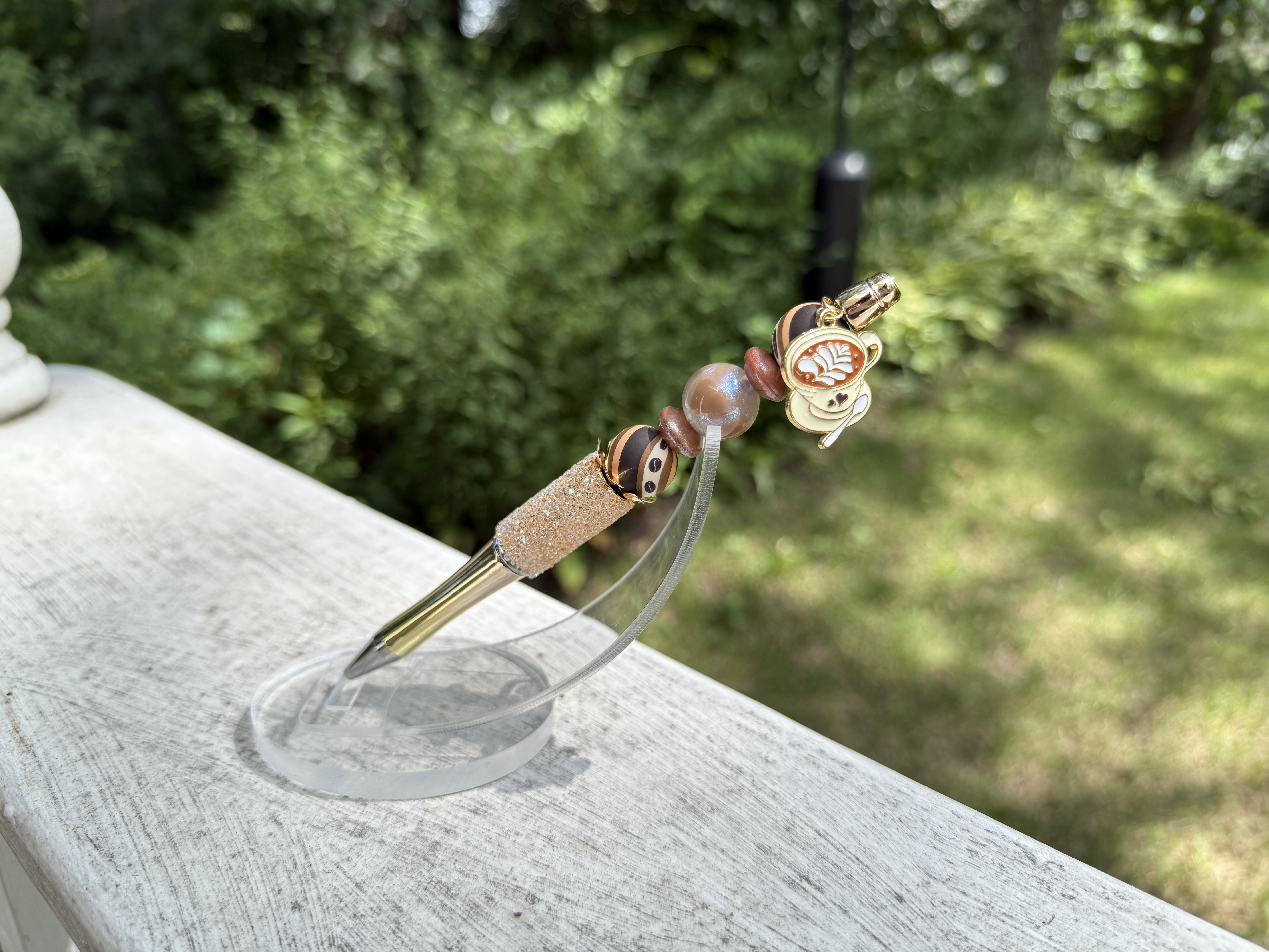 Espresso Bean and Cappuccino Charm Beaded Pen