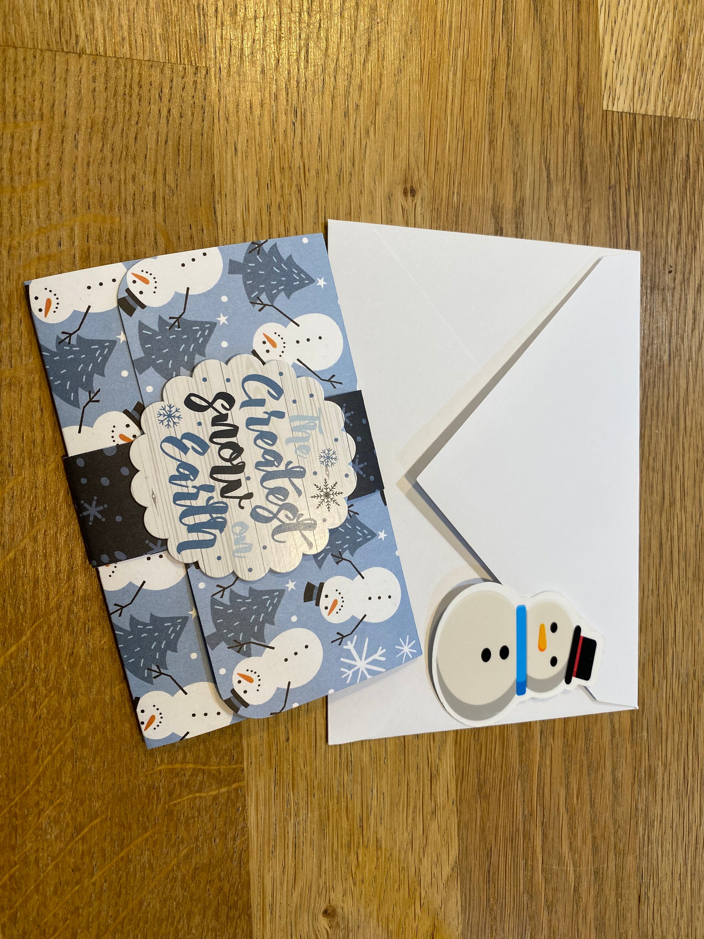 Greatest Snow on Earth Snowman Handmade Gift Card Holder