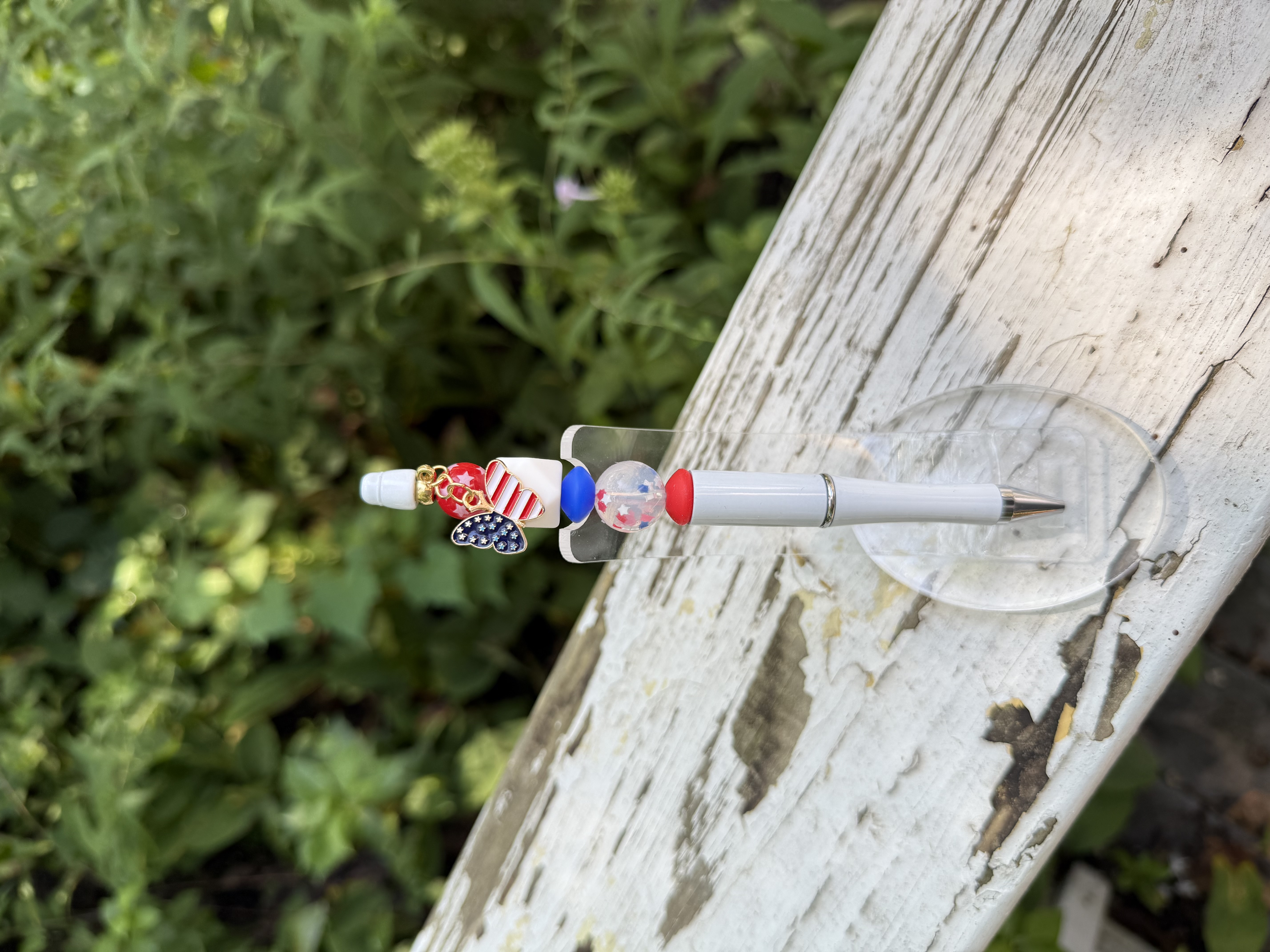 Patriotic Butterfly Hand Beaded Pen