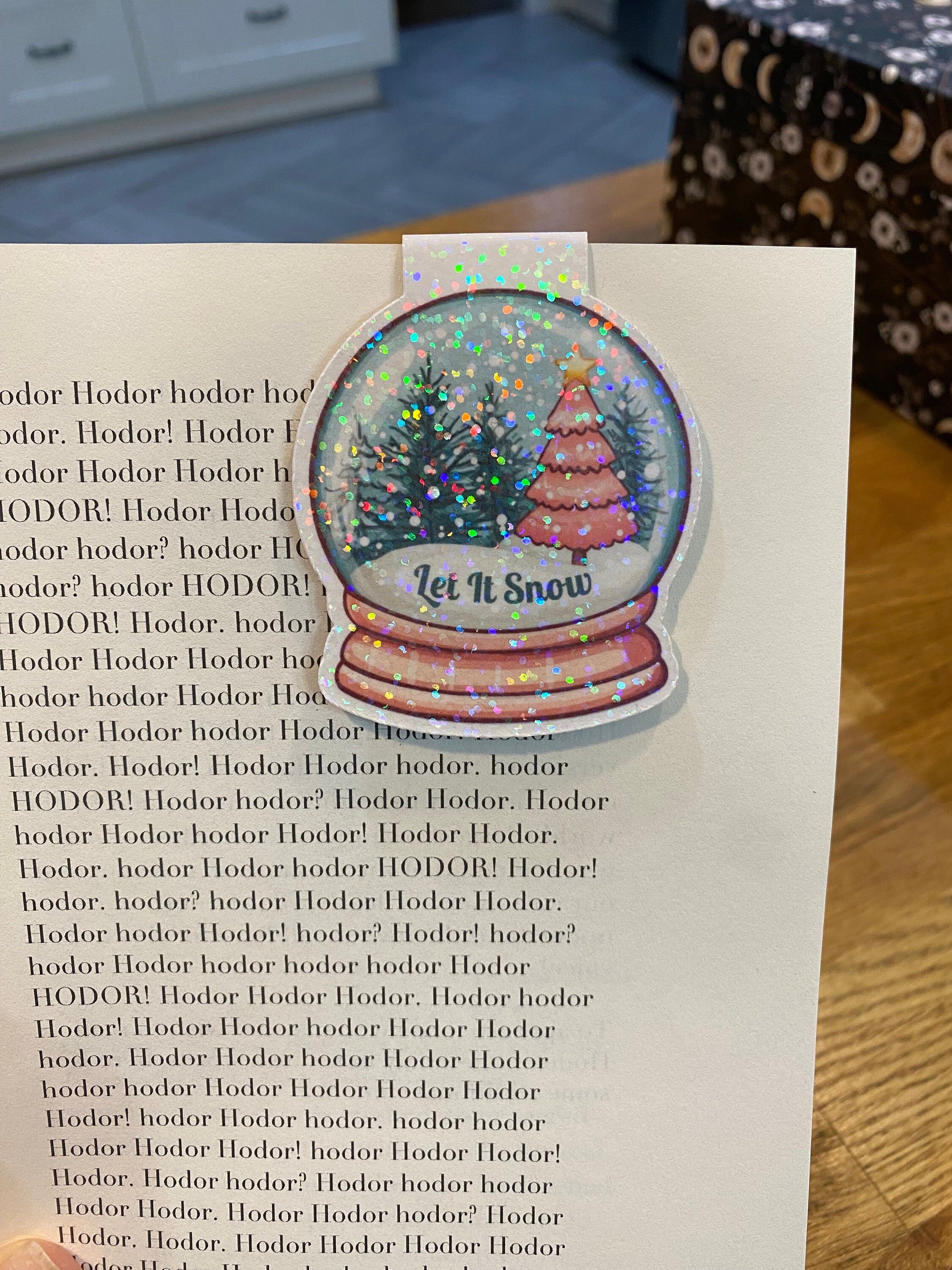 Let It Snow Snow Globe Magnetic Bookmark – Winter Book Marker