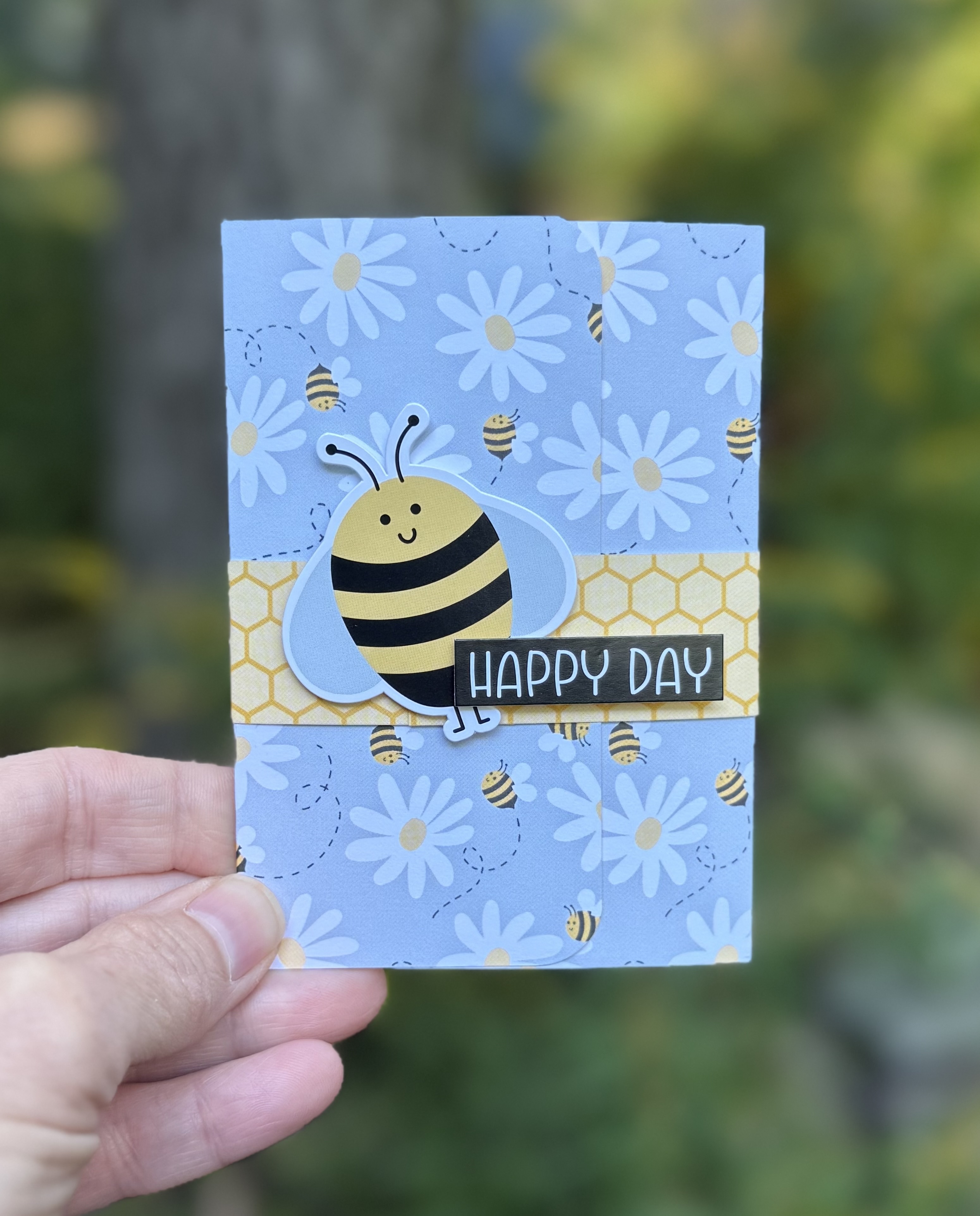 Happy Day Bee Greeting Card – Handmade 3D Card with Envelope, All Occasion or Birthday Card