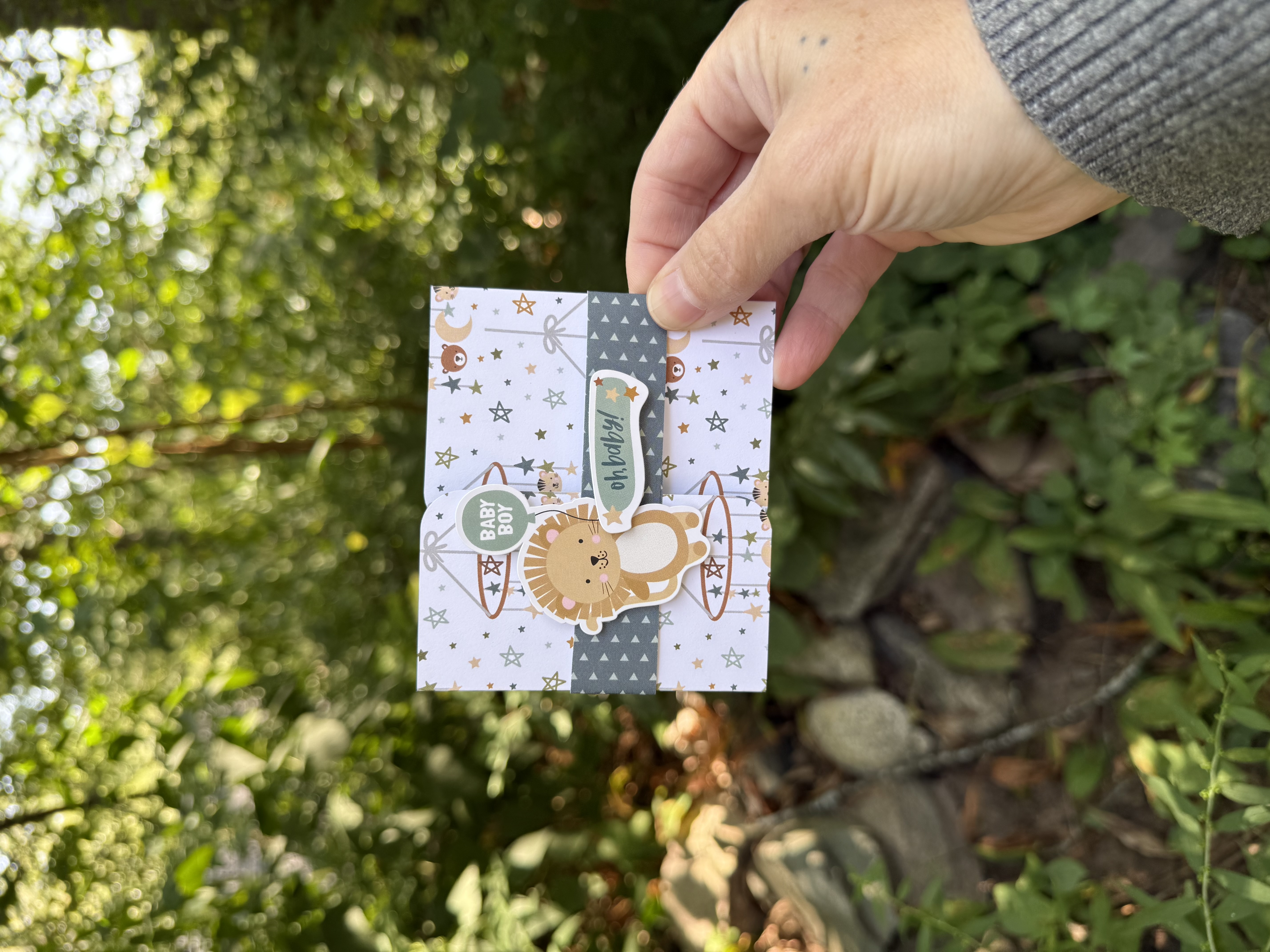 Baby Boy Gift Card Holder with Pocket & Note Card – Handmade Baby Shower Card
