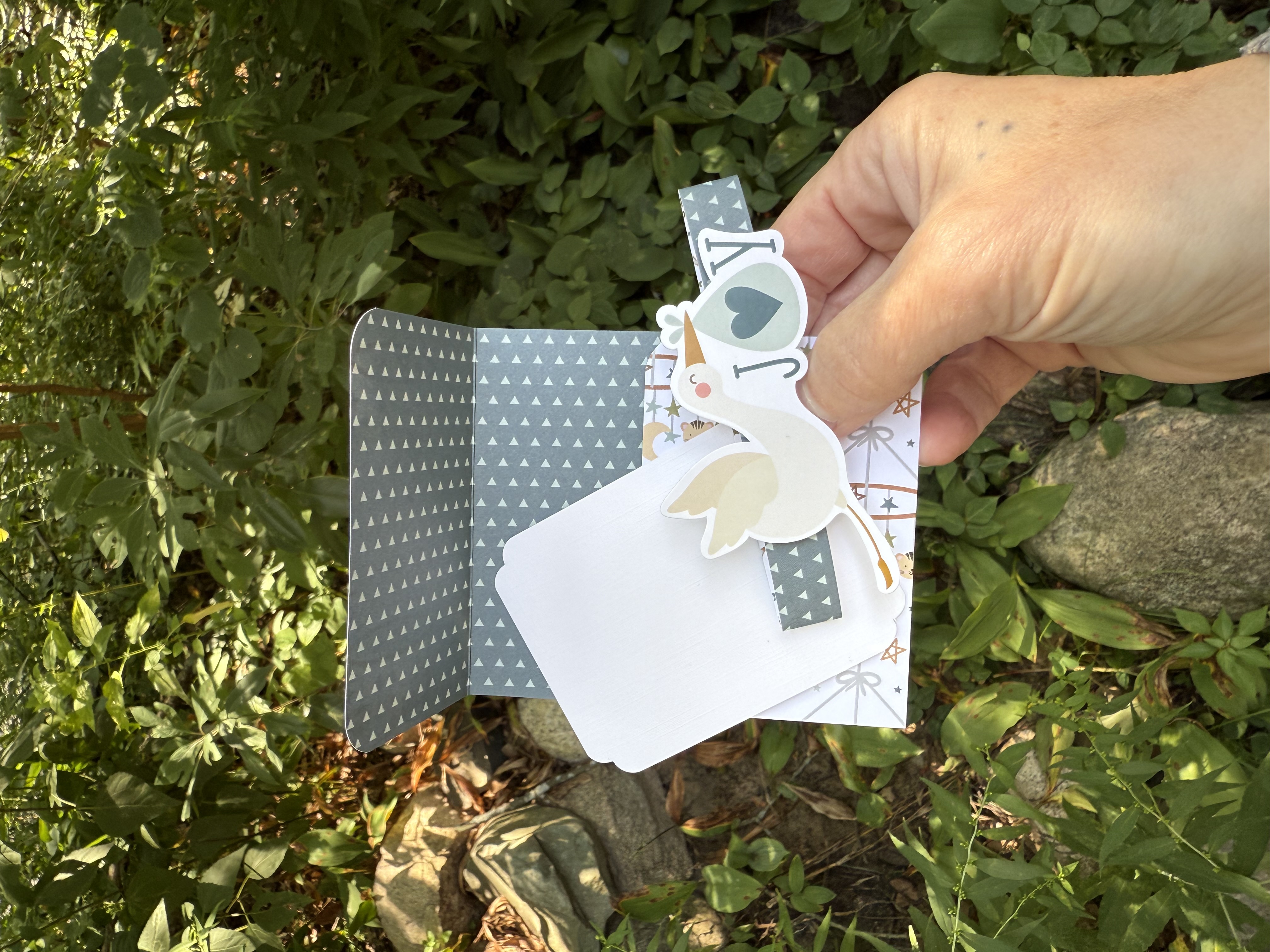 Unisex Baby Gift Card Holder with Pocket & Note Card – Handmade Baby Shower Card