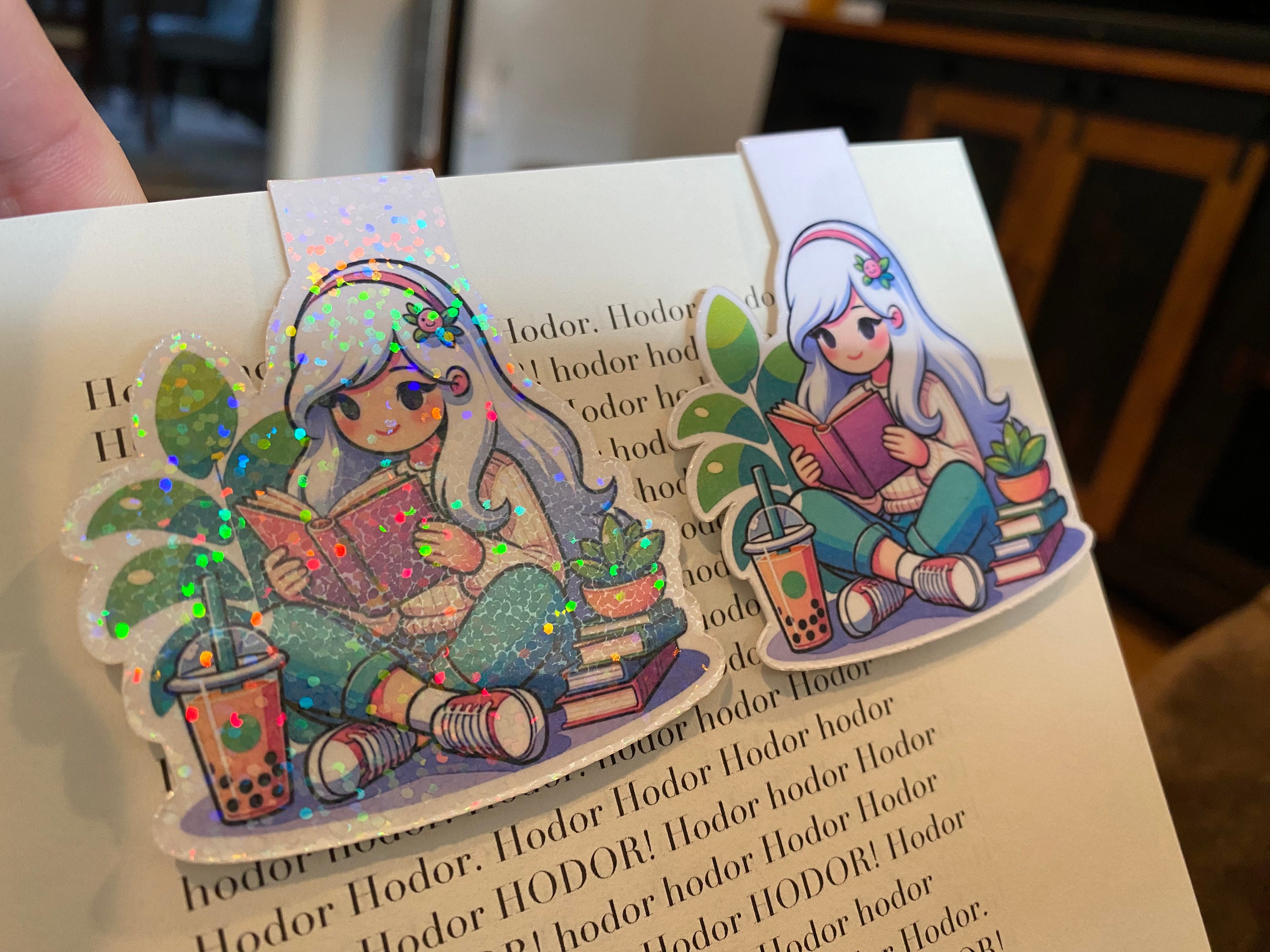Reading Bibliophile Boba Lover Magnetic Bookmark