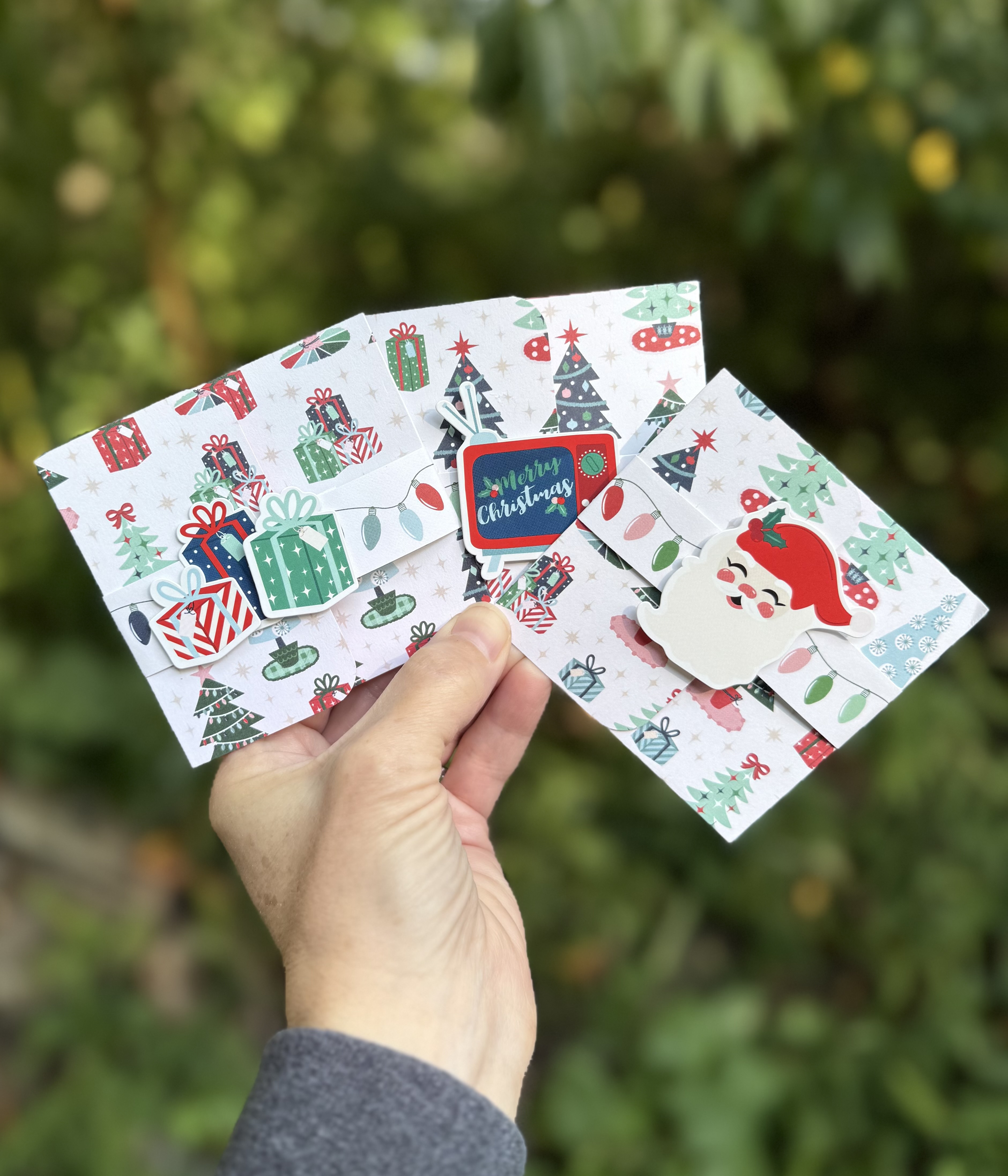 Retro Handmade Christmas Gift Card Holders- With or Without Ornament Hanger