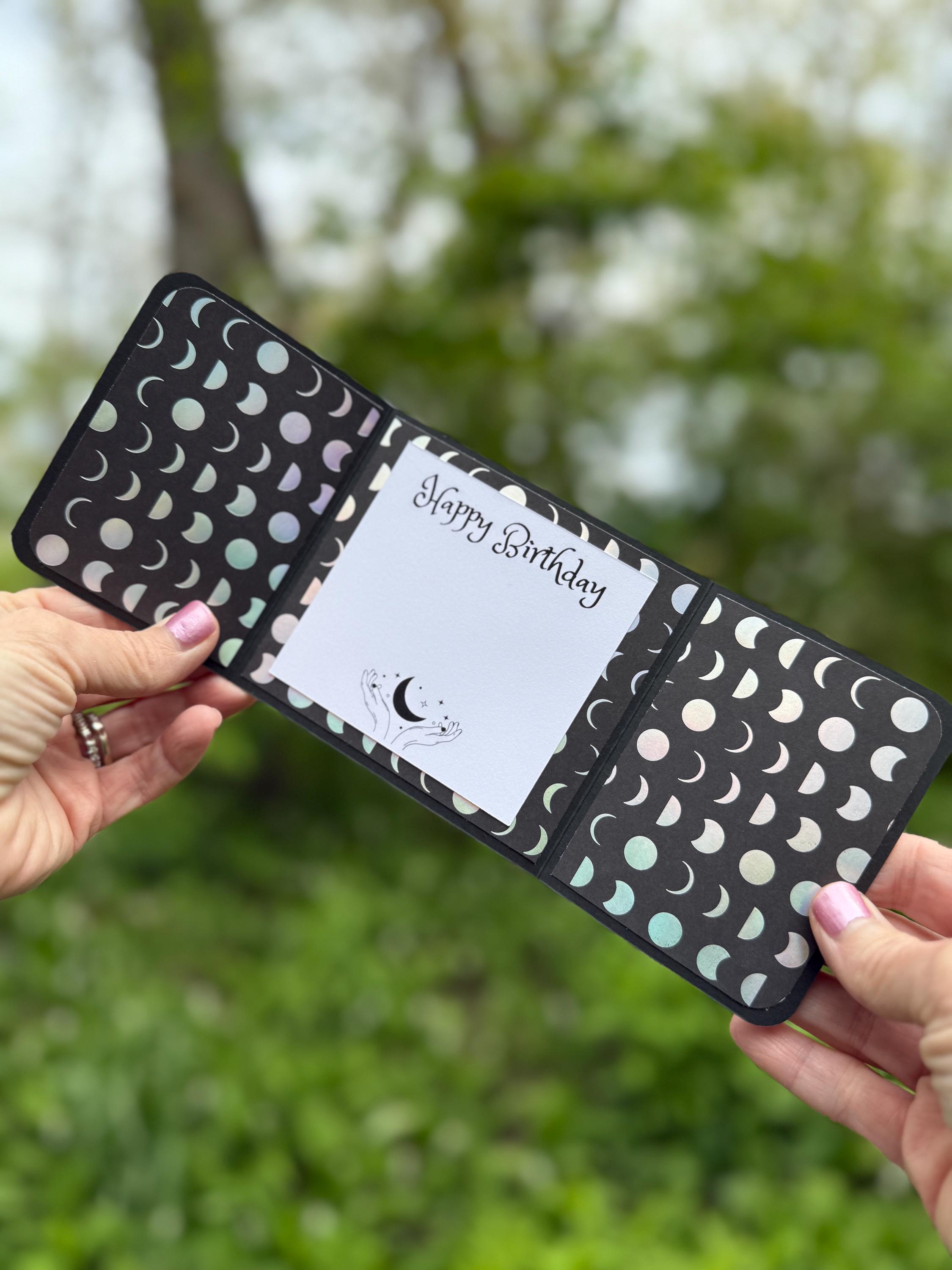 Triple Moon Phase Birthday Gift Card Holder | Celestial Birthday Greet Card