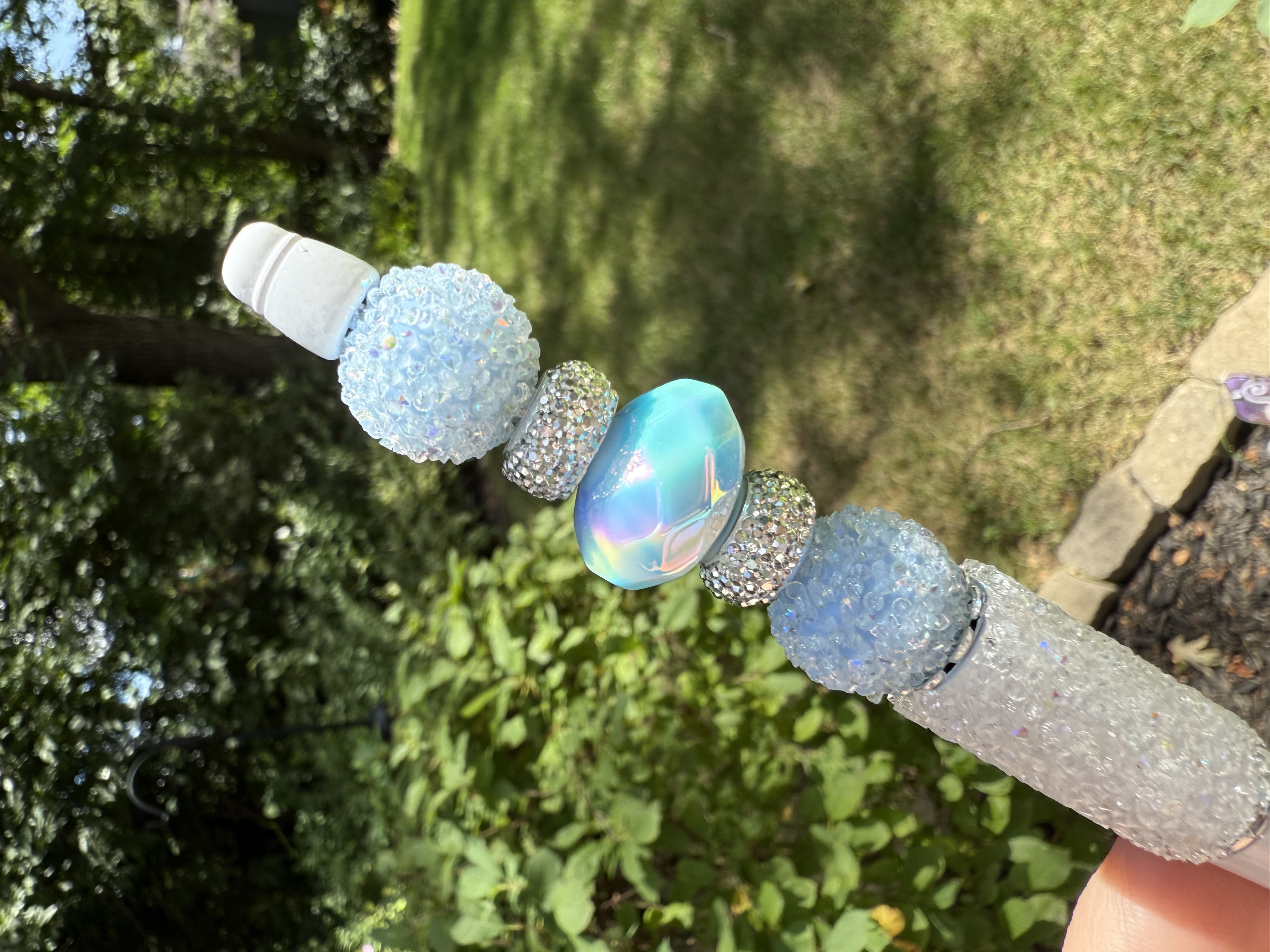 Sparkly Sugar Bead Pen with Statement Bead & Rhinestone Accents