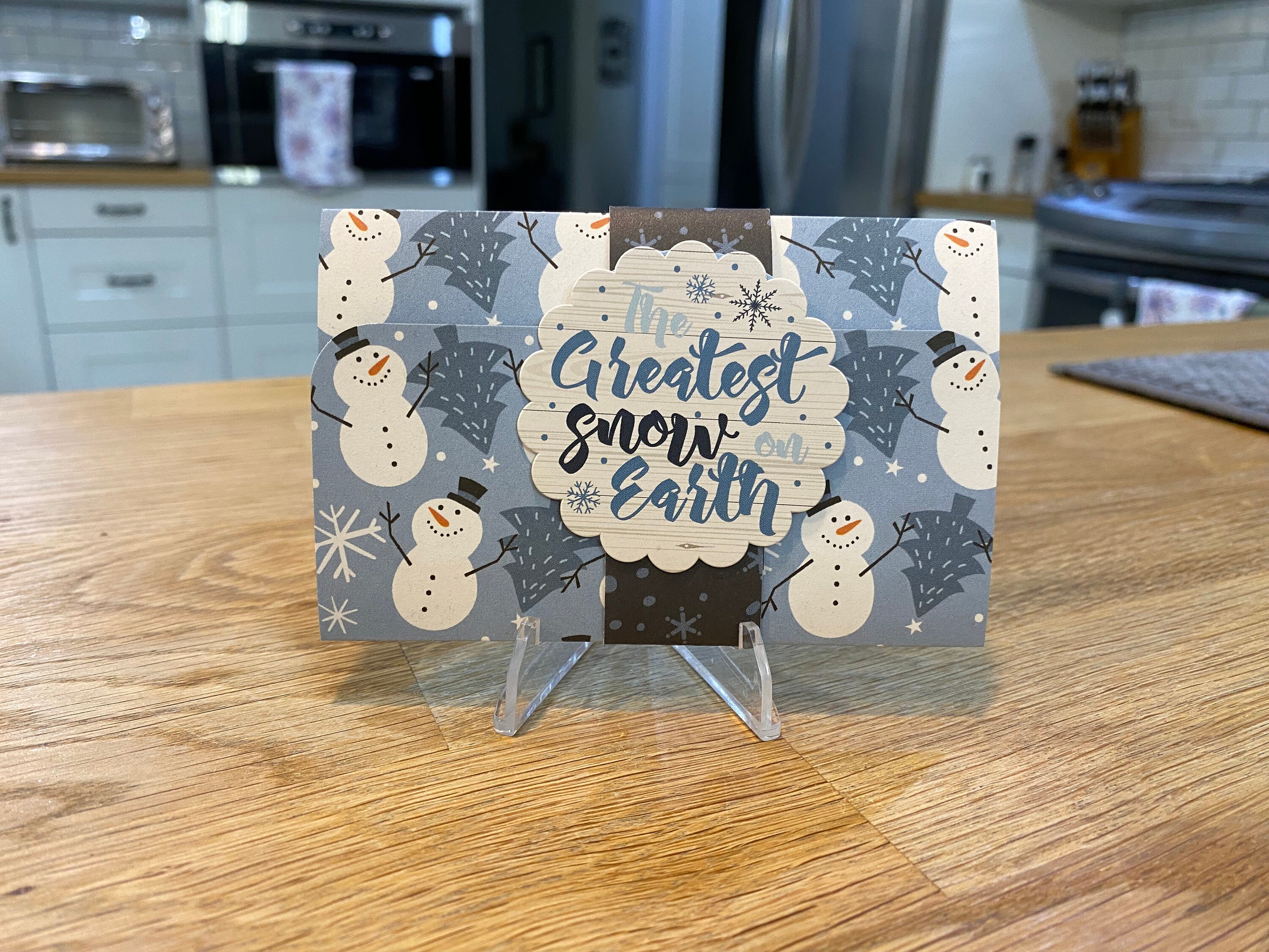 Greatest Snow on Earth Snowman Handmade Gift Card Holder