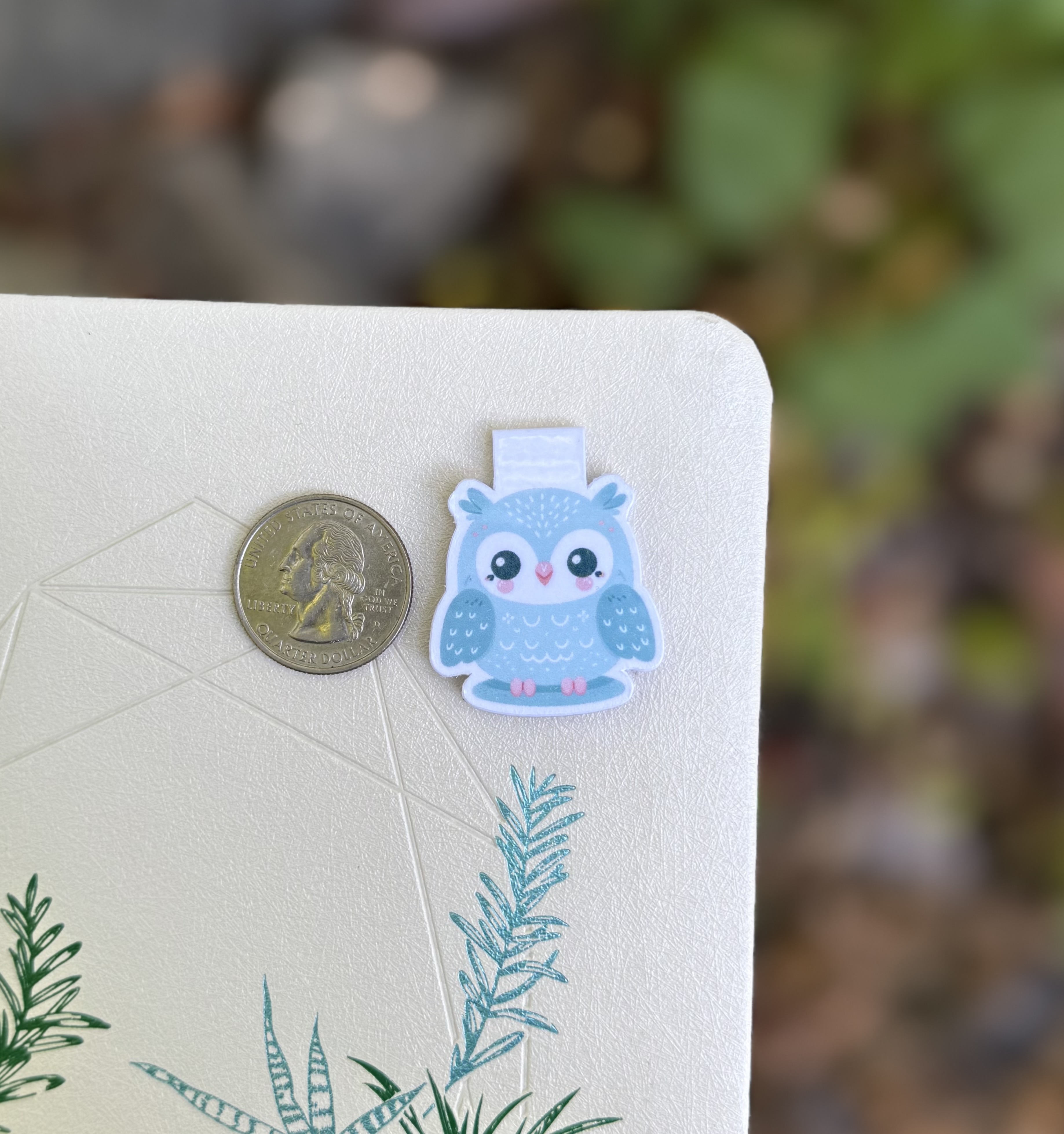 Owl Mini-Marks™ Miniature Magnetic Bookmark – Cute Aqua Blue Owl Design  