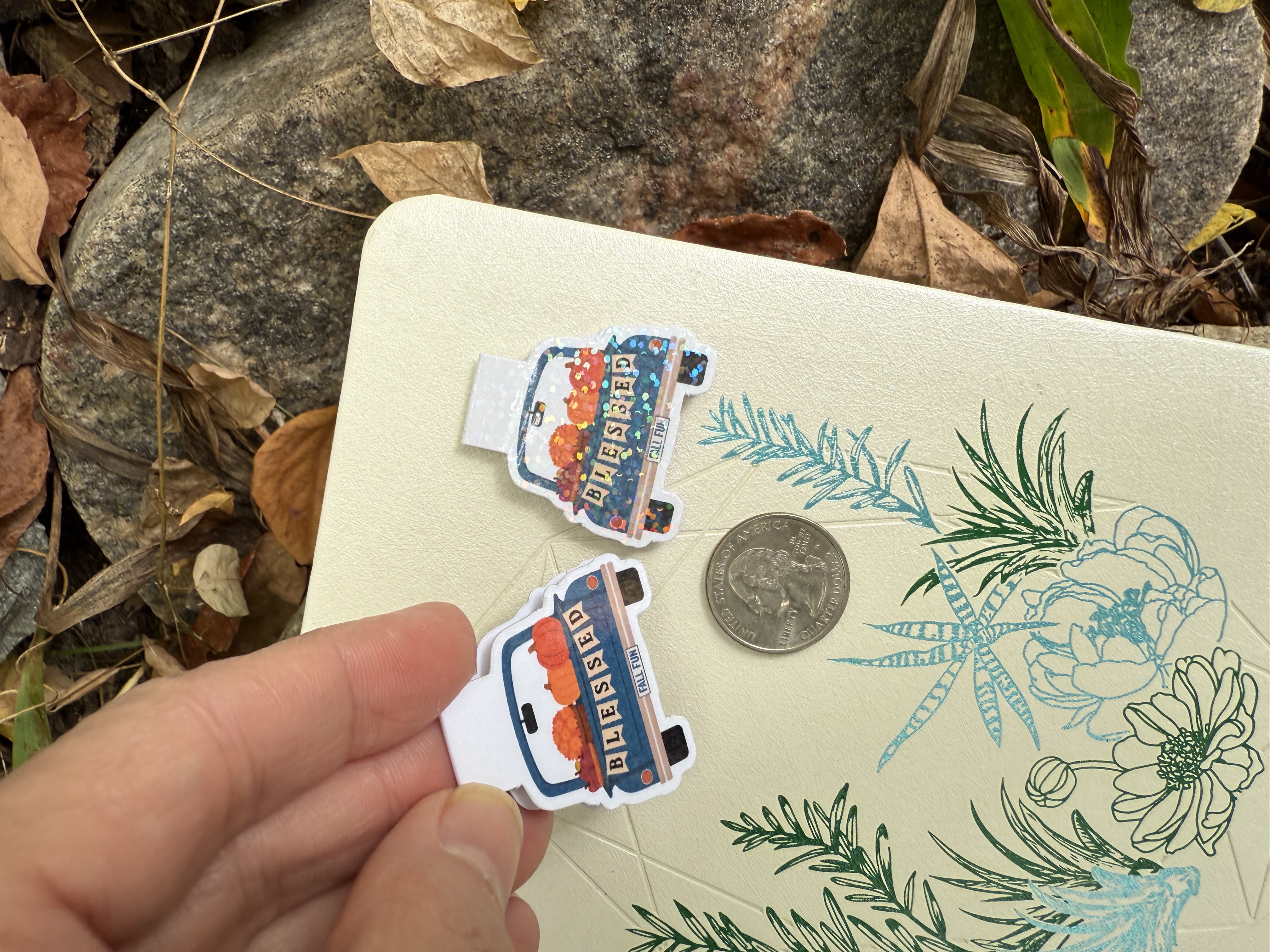 Blessed Fall Fun Truck Mini-Marks™ Miniature Magnetic Bookmark – Pumpkin Truck Bookmark | Fall Reading Gift