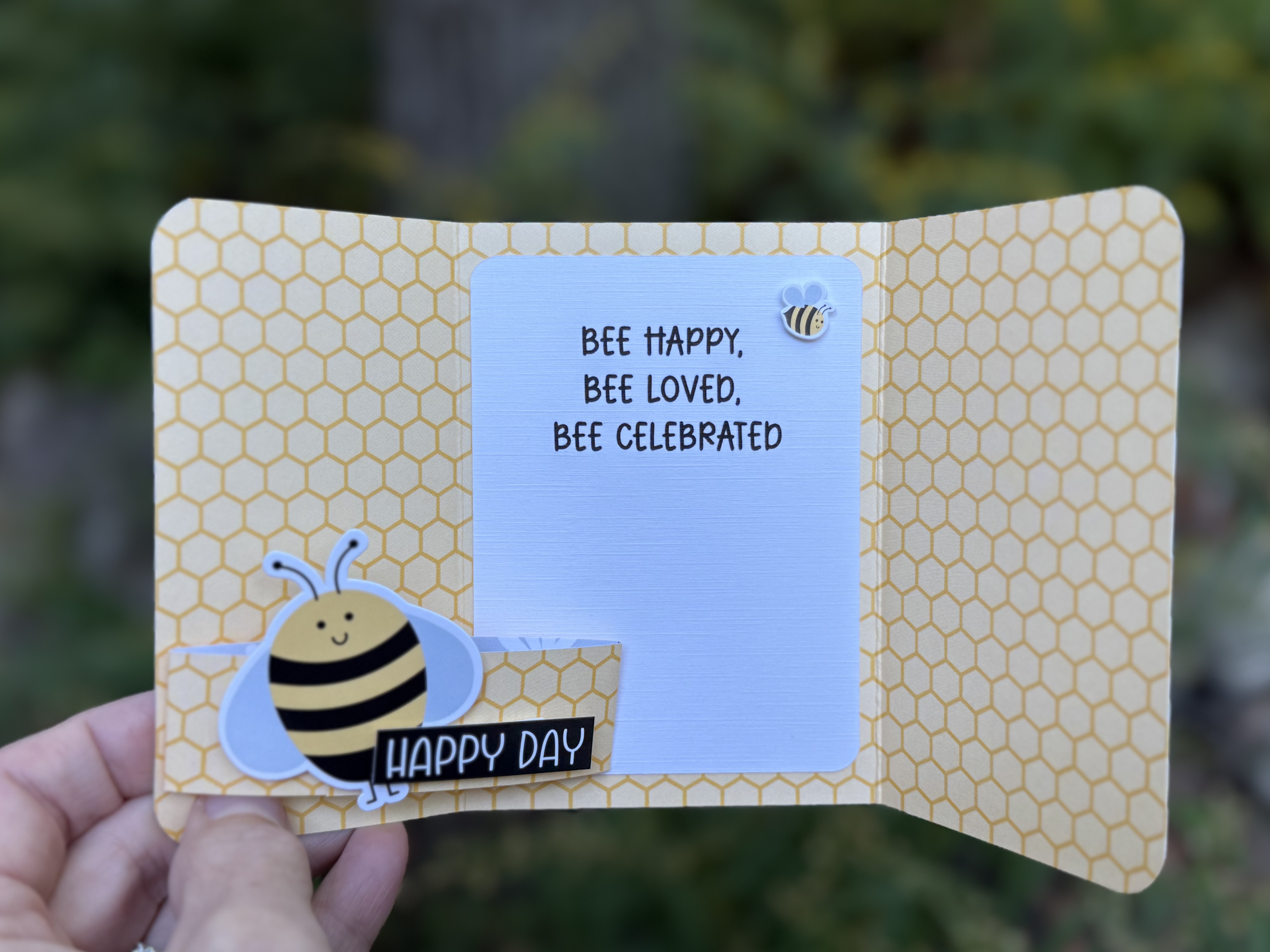 Happy Day Bee Greeting Card – Handmade 3D Card with Envelope, All Occasion or Birthday Card