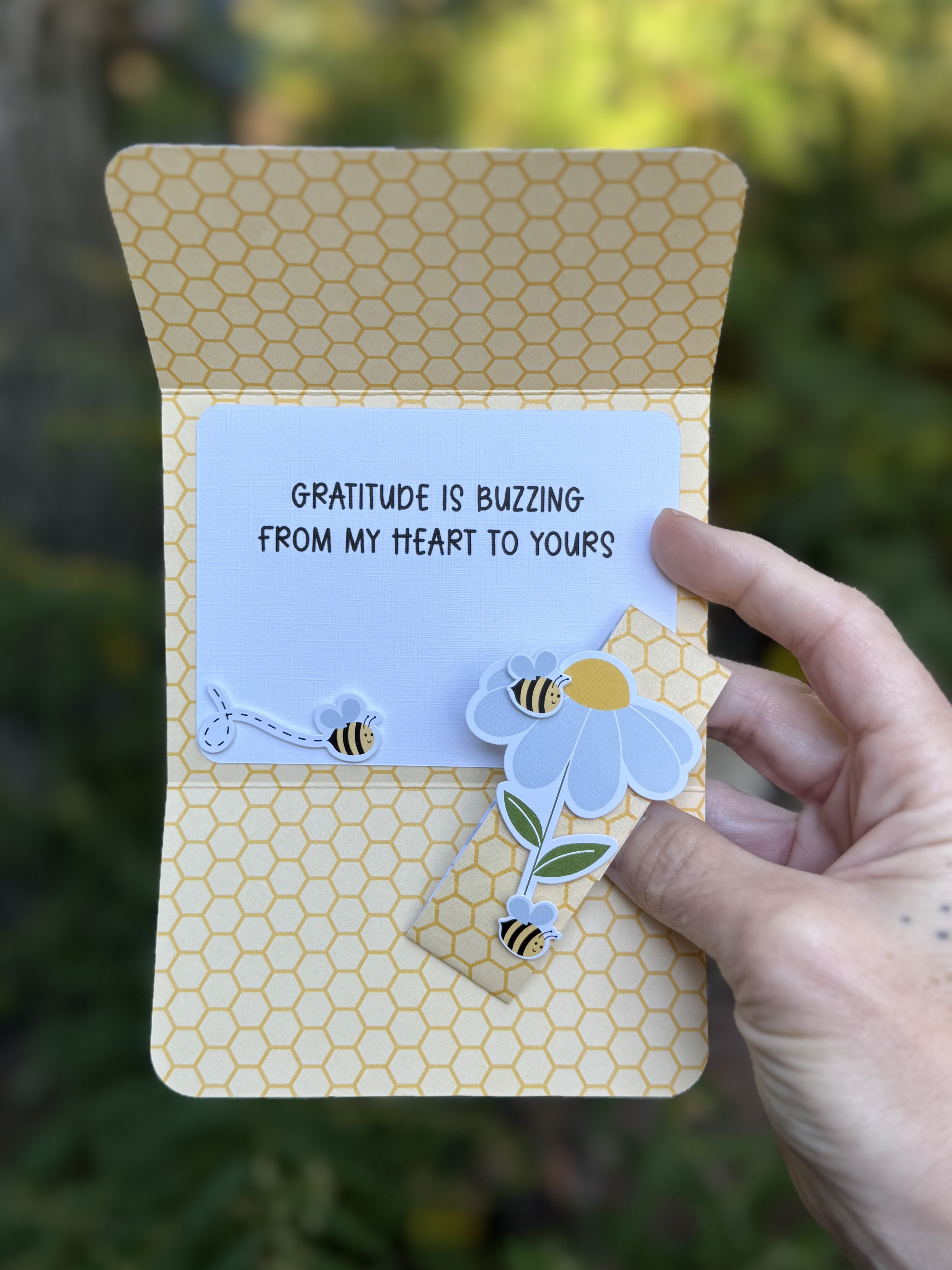 Buzzing with Gratitude Handmade Thank You Card – 3D Bee Card with Envelope