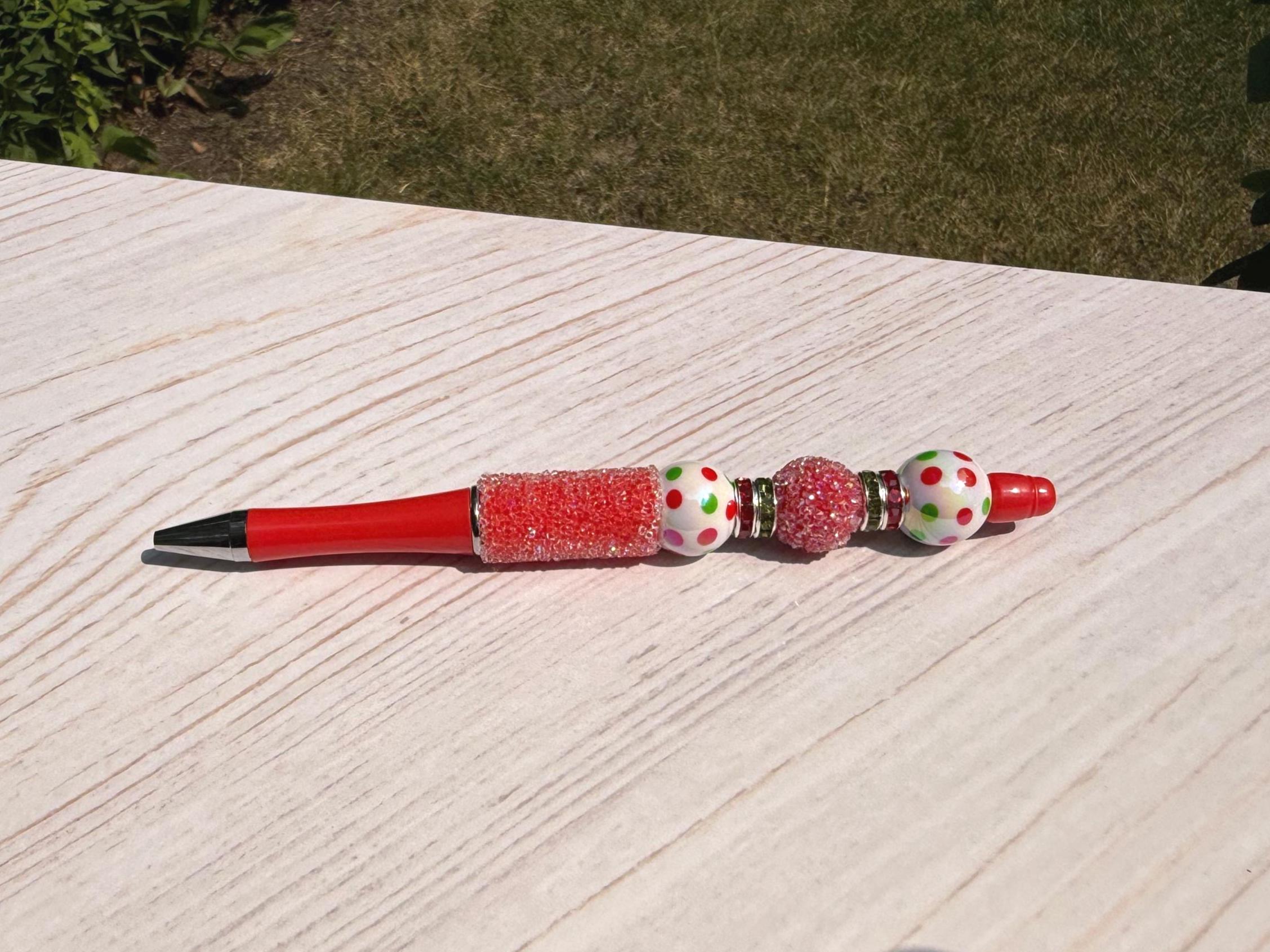 Festive Holiday Beaded Pen with Specialty Beads