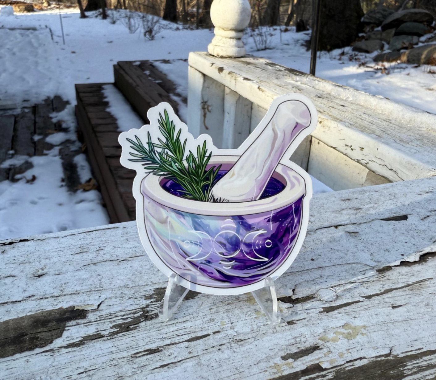 Triple Moon Phase Mortar and Pestle Vinyl Sticker – Herbal Magic Design