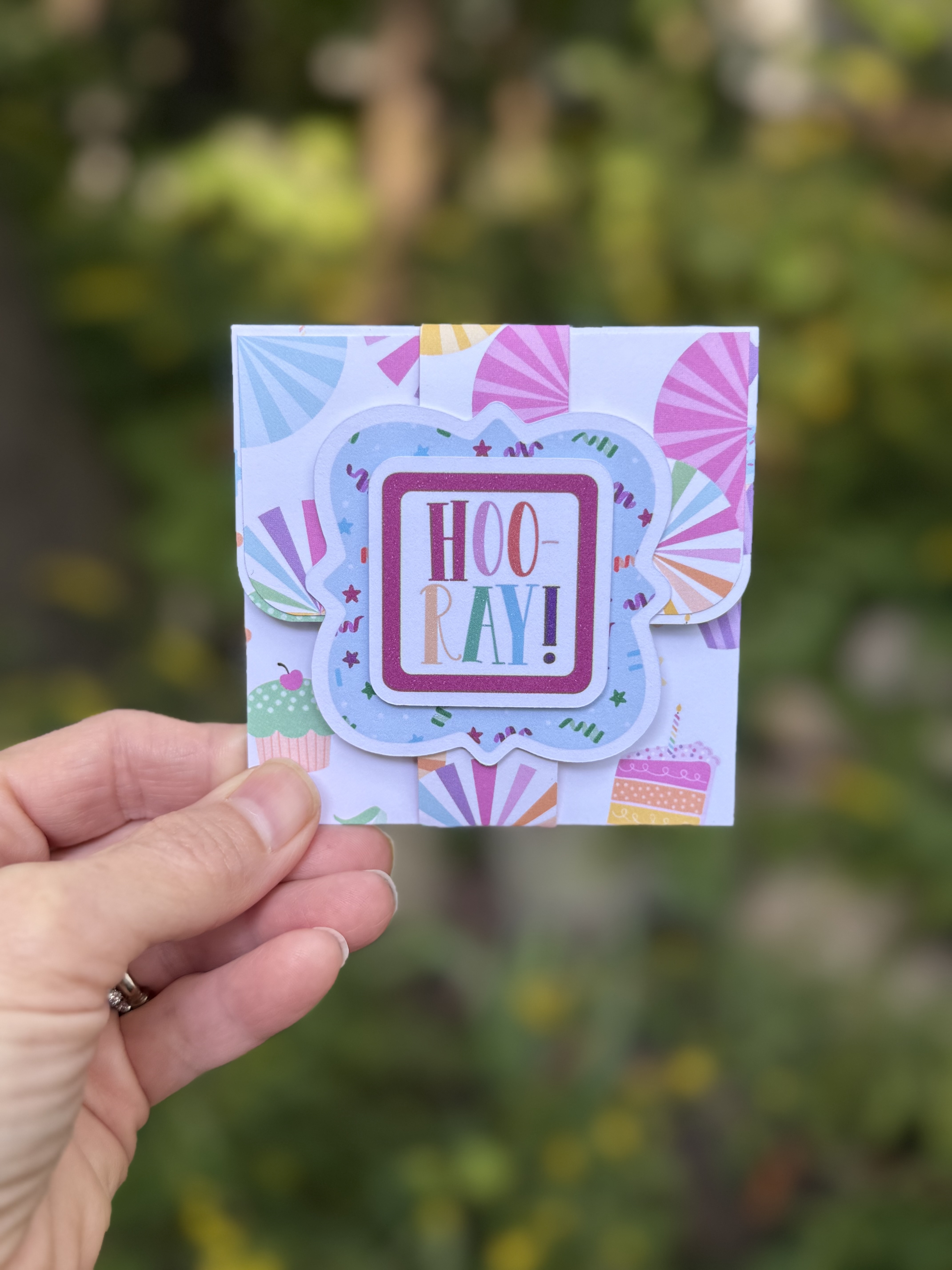 Hooray! Handmade Birthday Card with Gift Card Holder