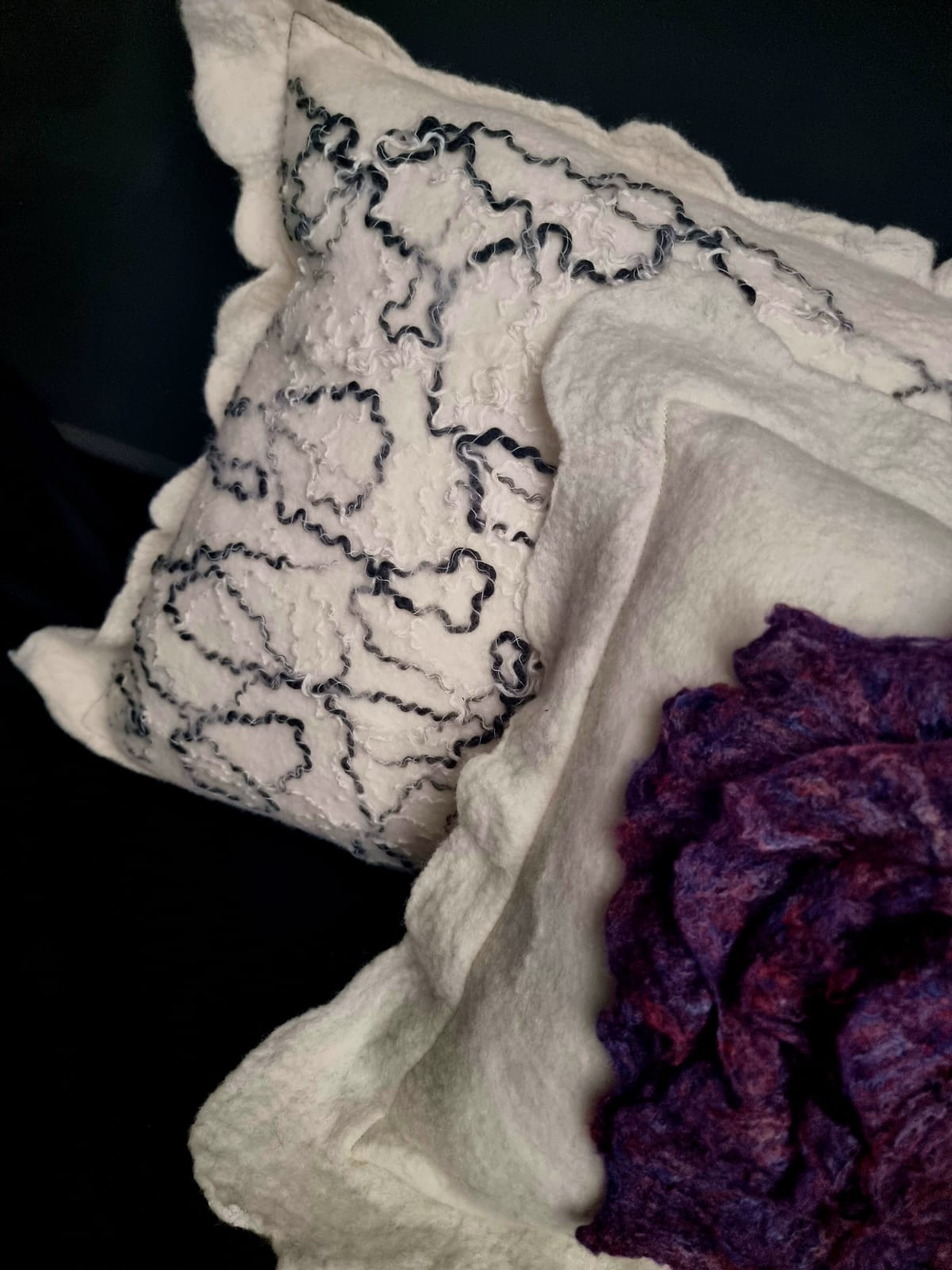 Flower Hand Felted Cushion Cover